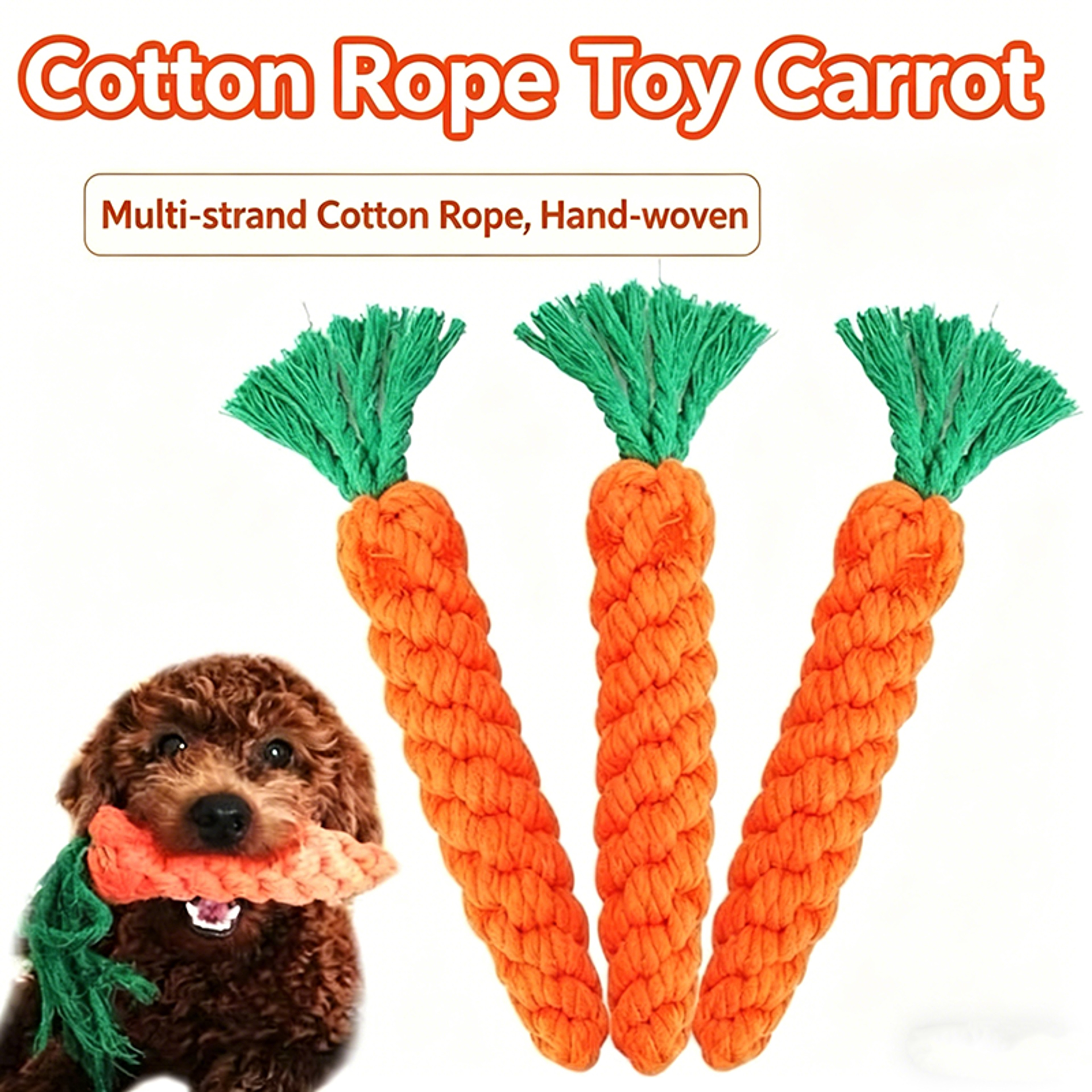 Carrot Dog Chew Toy for Small Dogs Durable Cotton Rope Dog Toy for Teeth Cleaning & Play – view 1