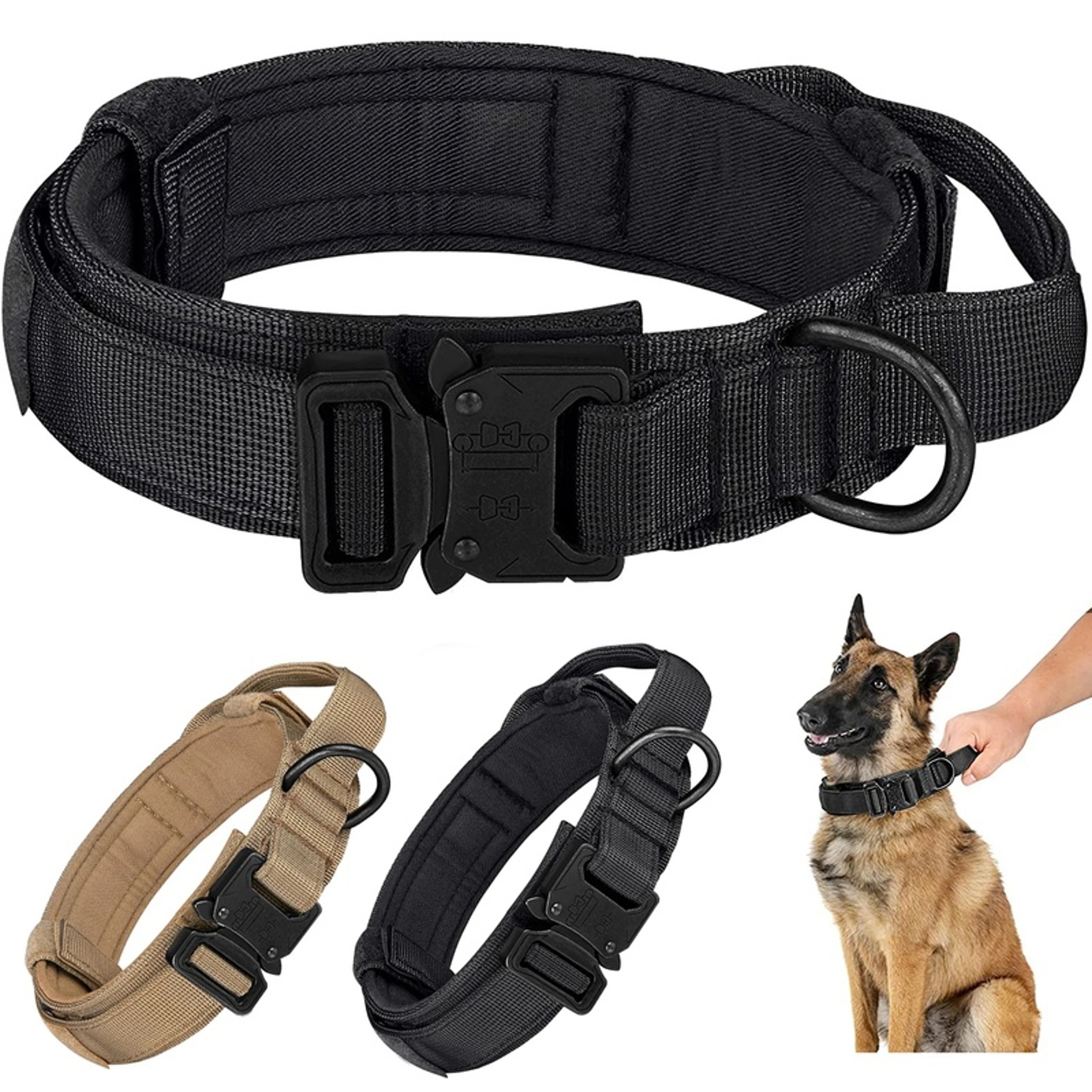 Heavy Duty Tactical Dog Collar With Control Handle  Metal Buckle For Medium And Large Dogs 0
