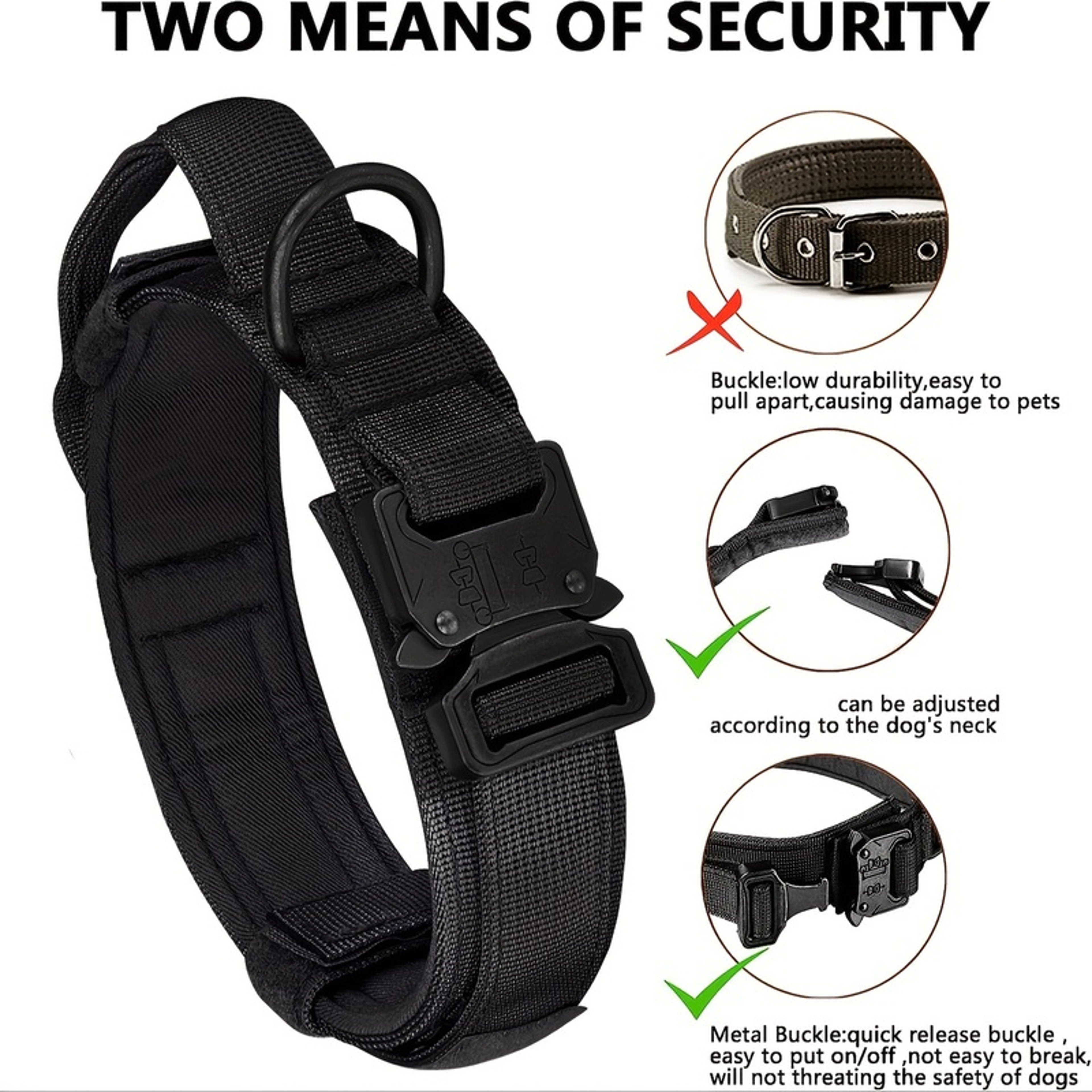 Heavy Duty Tactical Dog Collar With Control Handle  Metal Buckle For Medium And Large Dogs 2