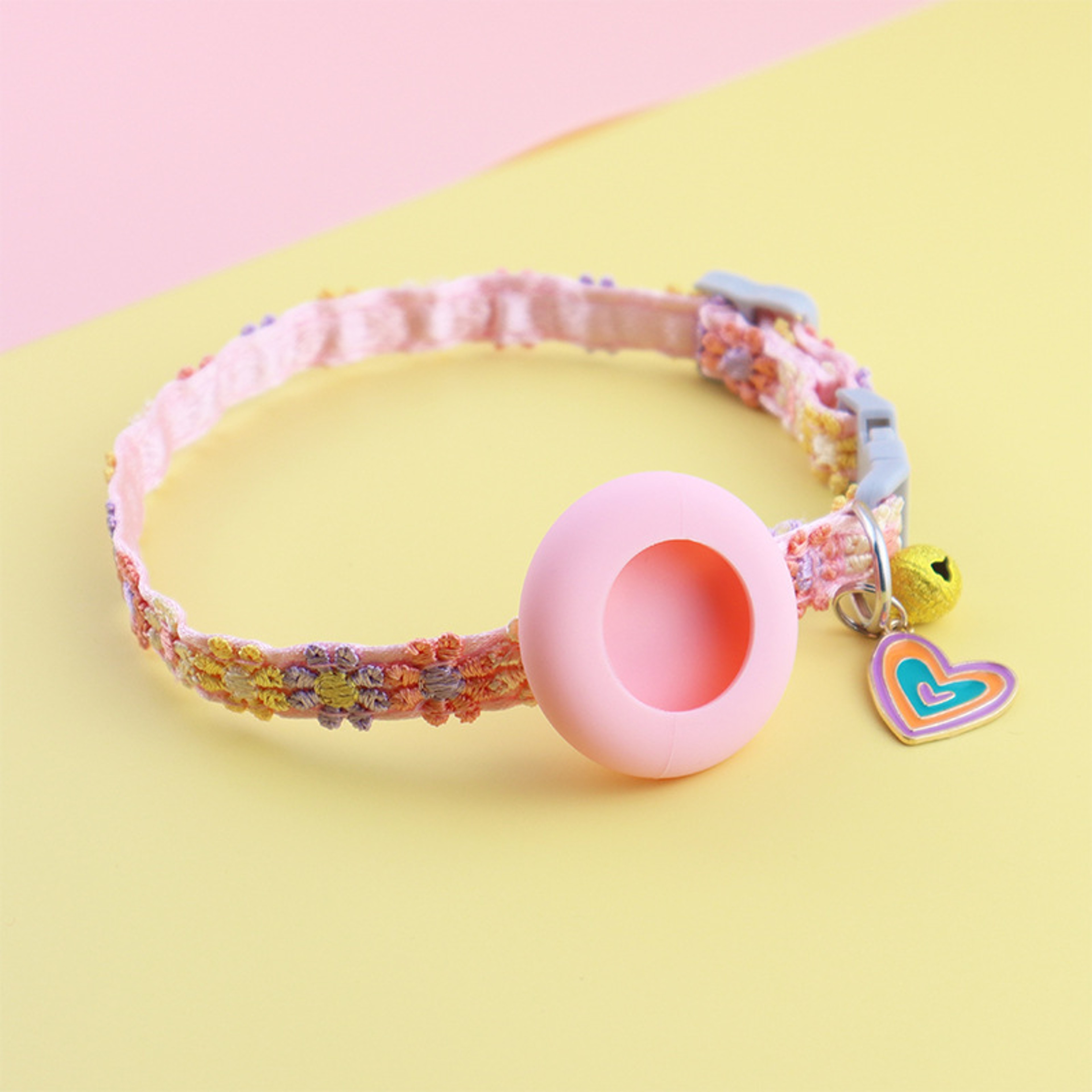 Sweet Blossom AirTag Cat Collar With Heart Charm  GPS Holder For Cats Kittens Puppies And Rabbits 7