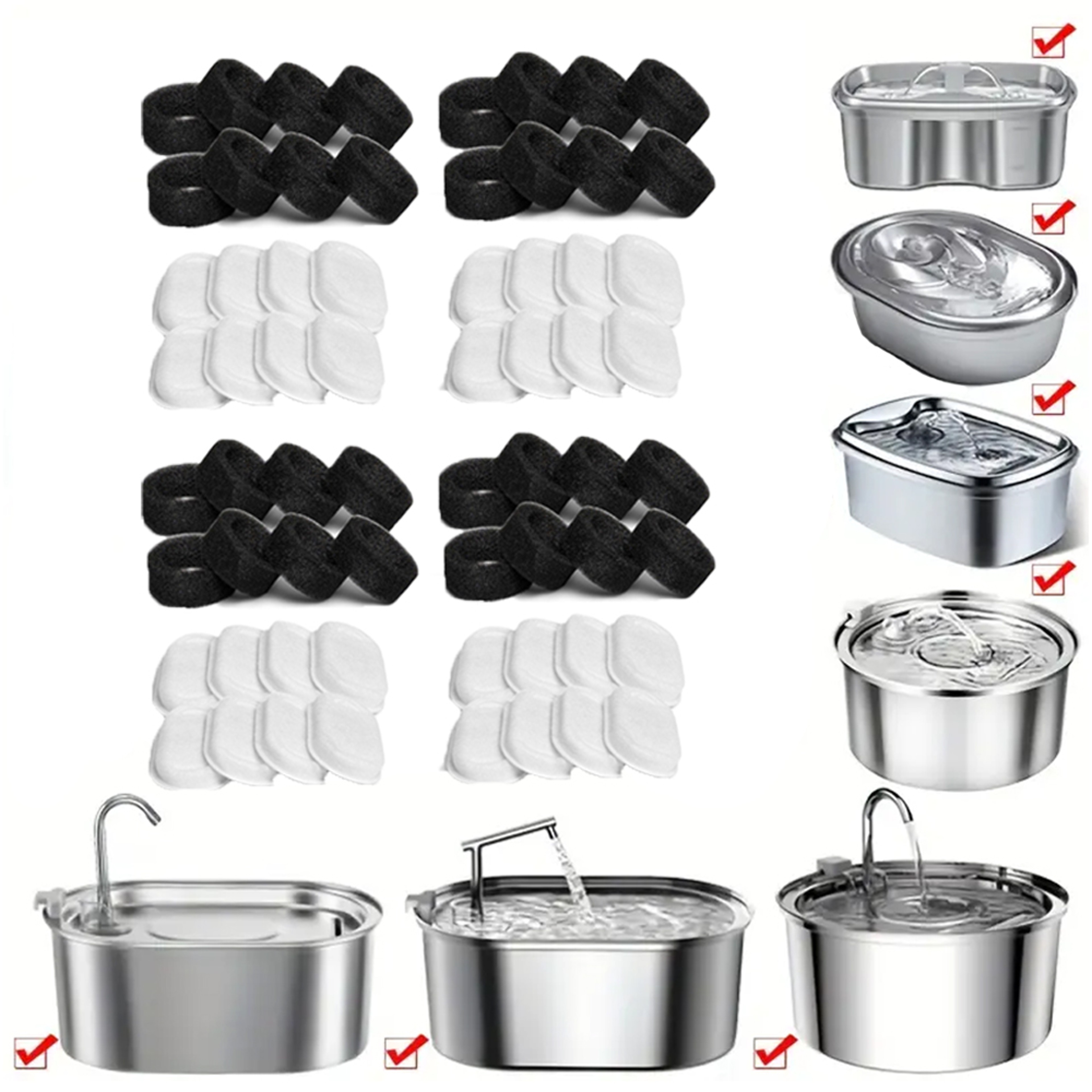 Premium Cat Fountain Filter Replacement Set With Activated Carbon  Foam Sponges 0