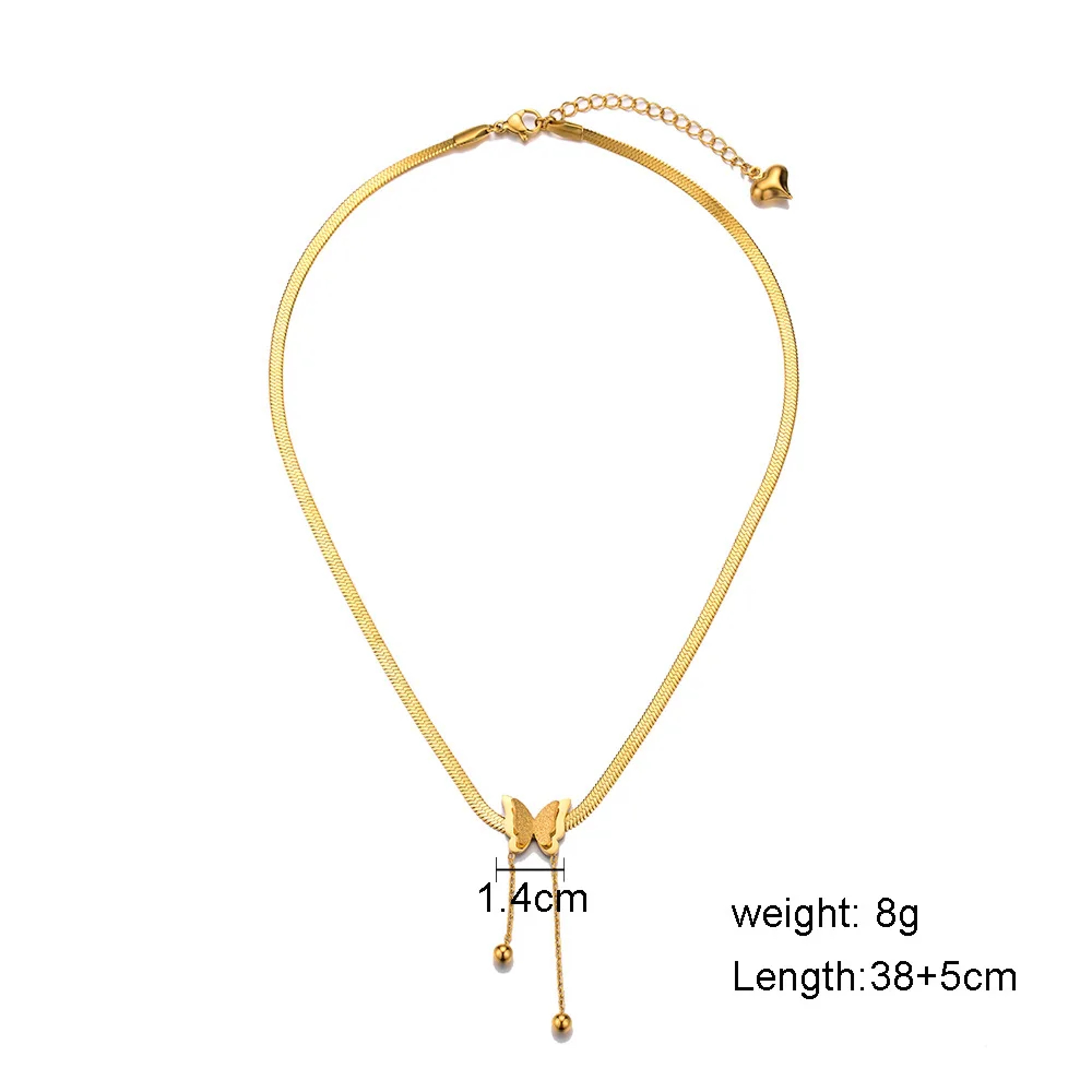 Vintage Butterfly Necklace For Women Gold Stainless Steel Snake Chain Pendant Choker 2
