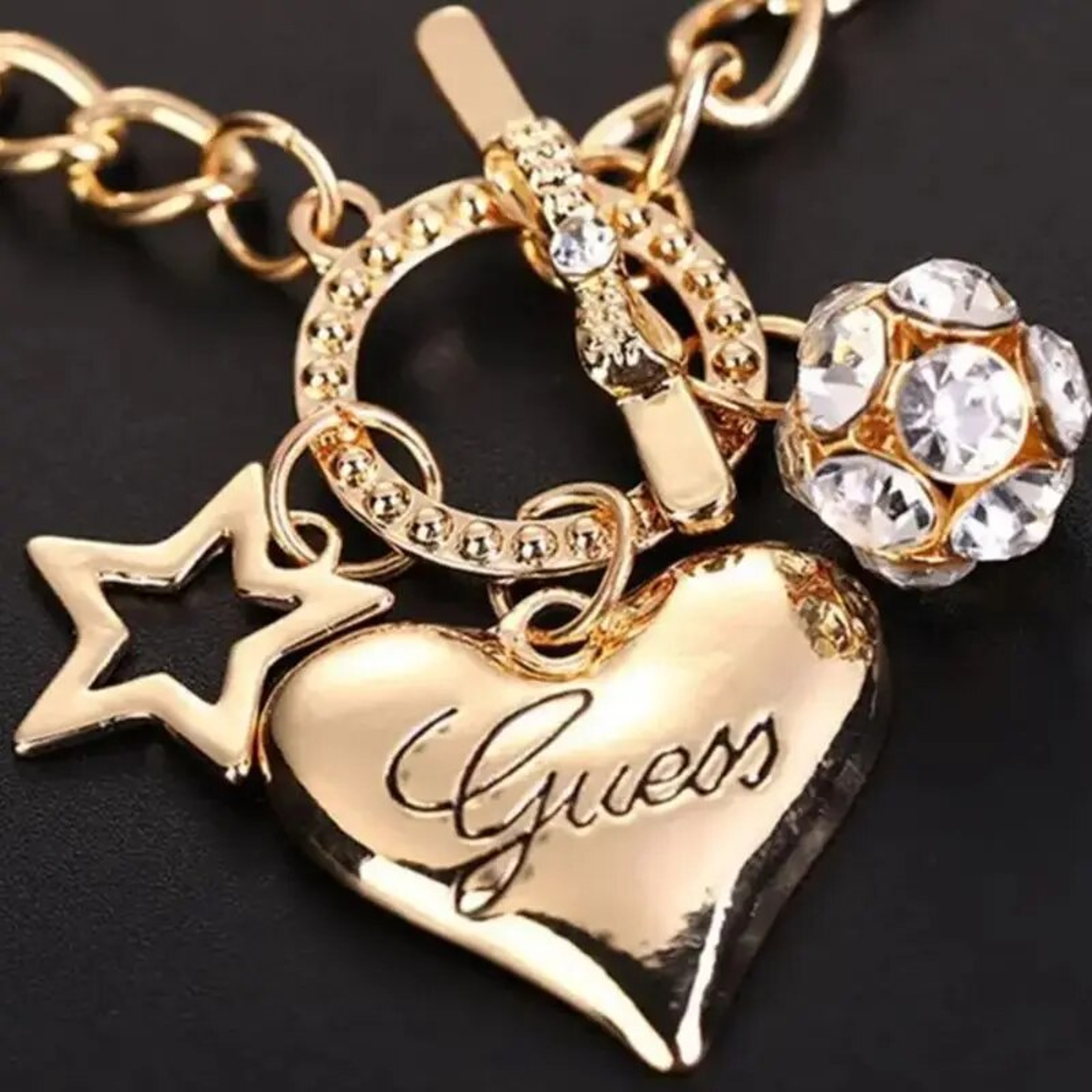Heart Charm Pearl Bracelet With Star Accents  Toggle Lock For Women 0