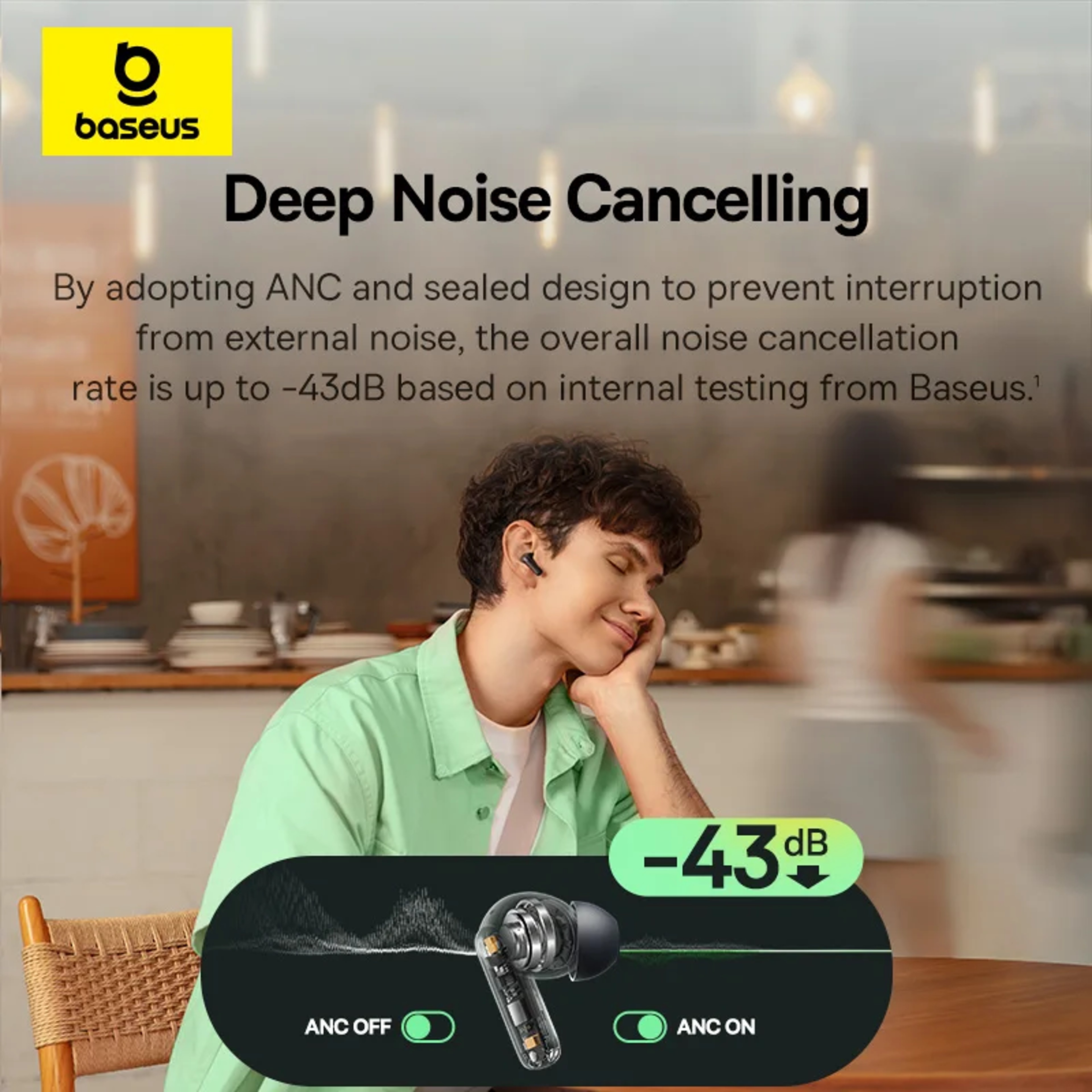 Baseus Bass NC ANC Wireless Earbuds With Bluetooth  Mic ENC 1