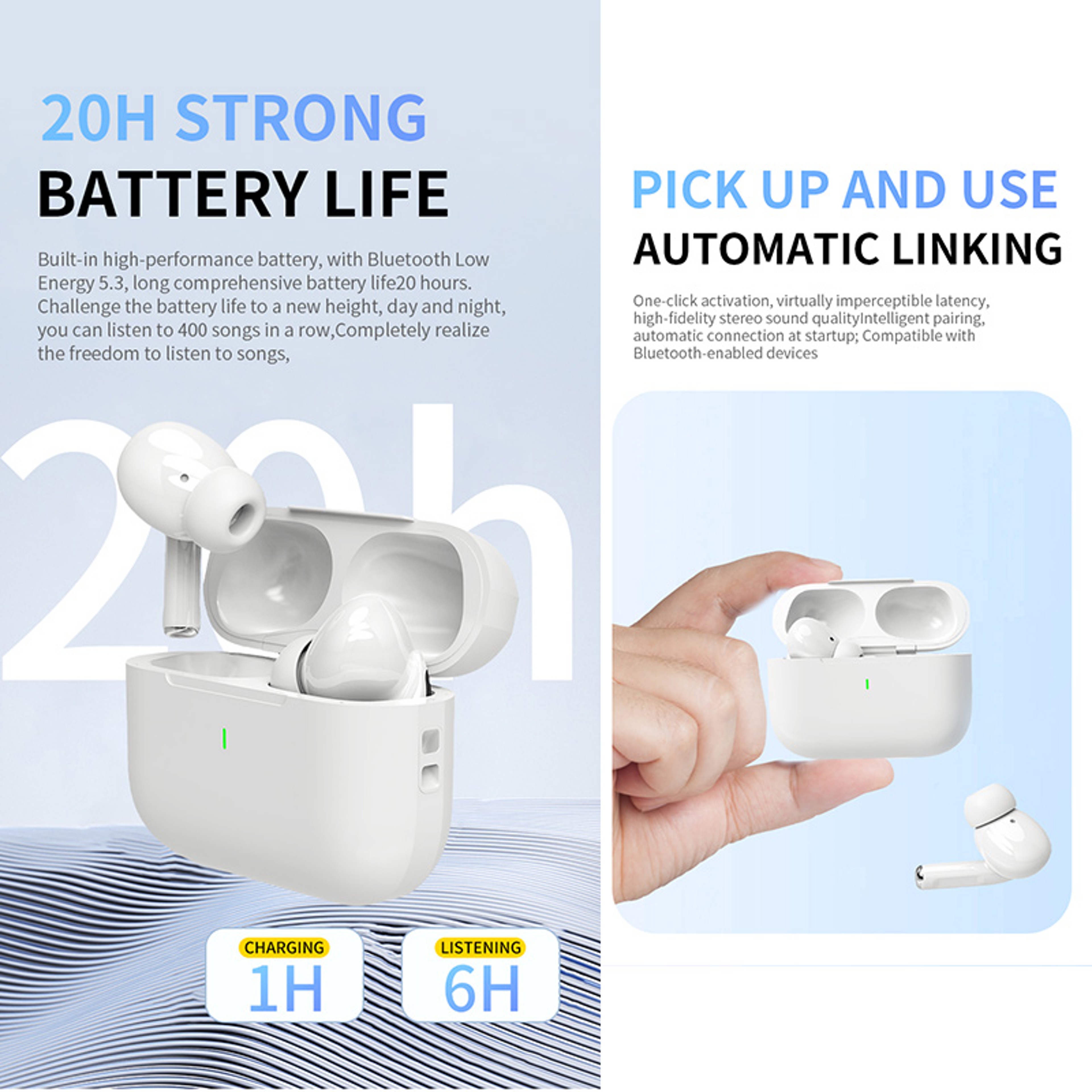 Air Pro Wireless Bluetooth Earbuds with HiFi Sound & Noise Reduction for iPhone and Android – view 5
