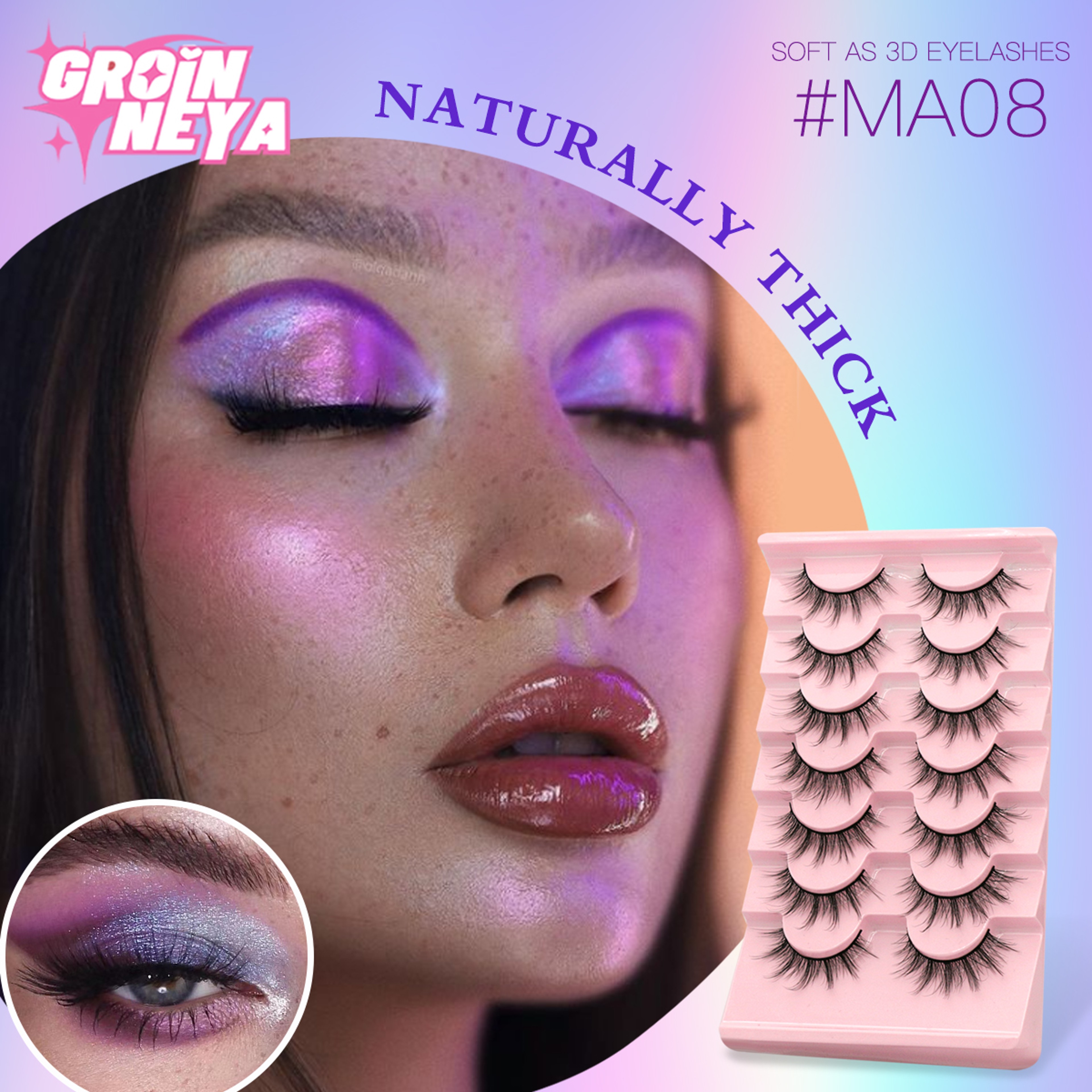 False Lashes Wispy Manga Eyelashes Soft Fluffy Natural False Eyelashes Pairs 1