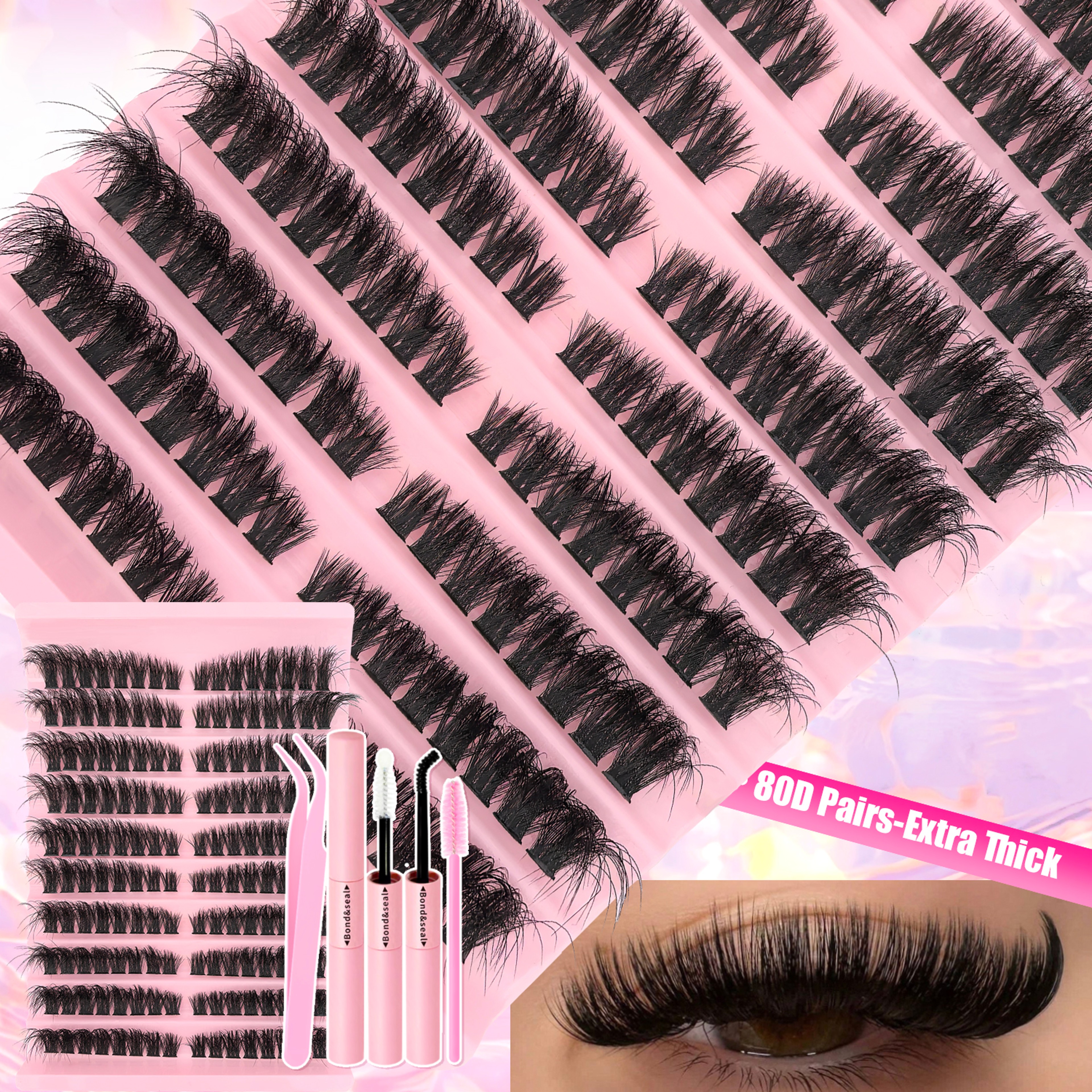 DIY Lash Extension Kit With Cluster Lashes And Bond  Seal For Natural Wispy Volume 4