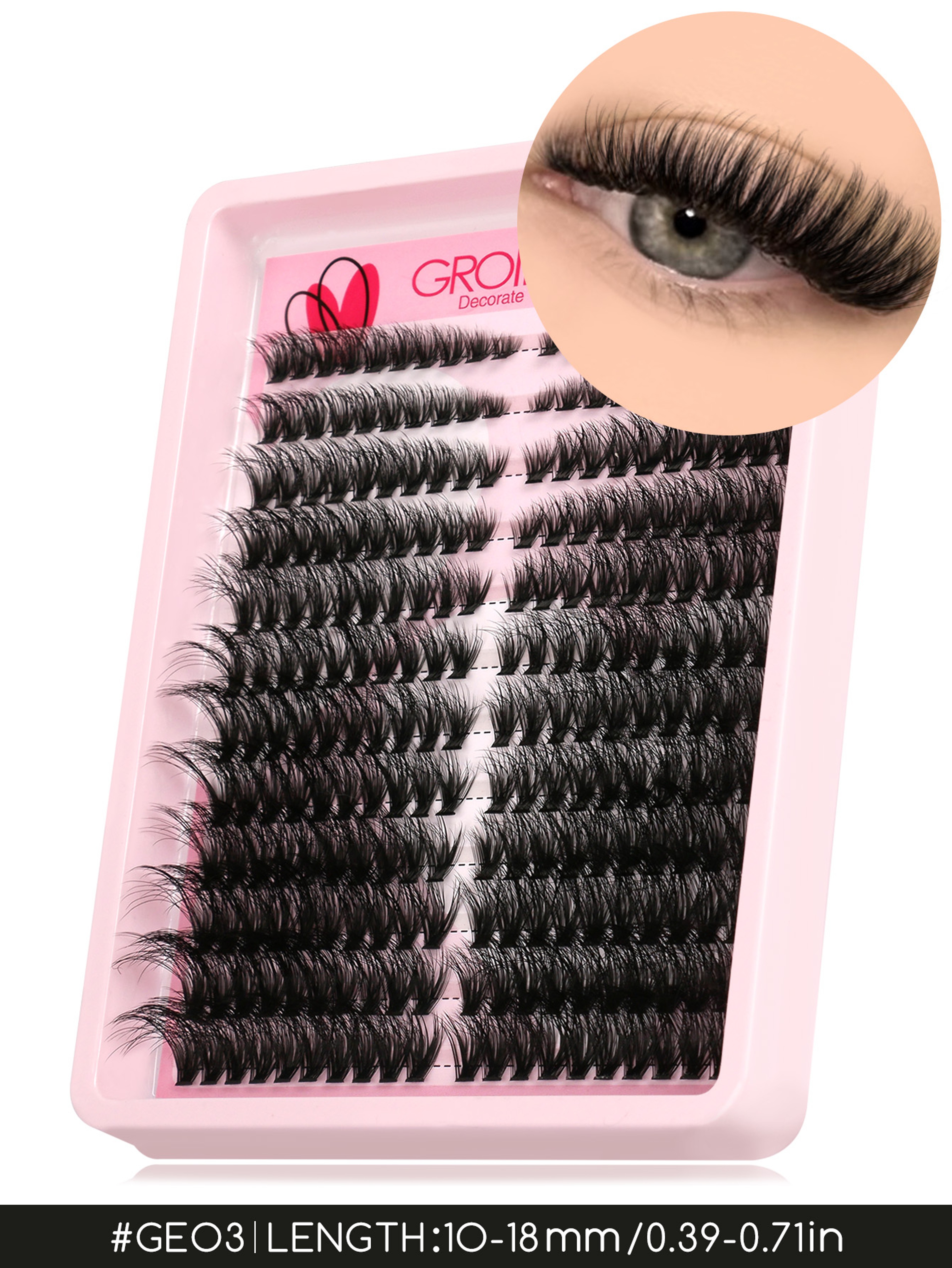 GROINNEYA DIY Lash Clusters Wispy Cat Eye Individual Lash Extensions For Natural Volume 5