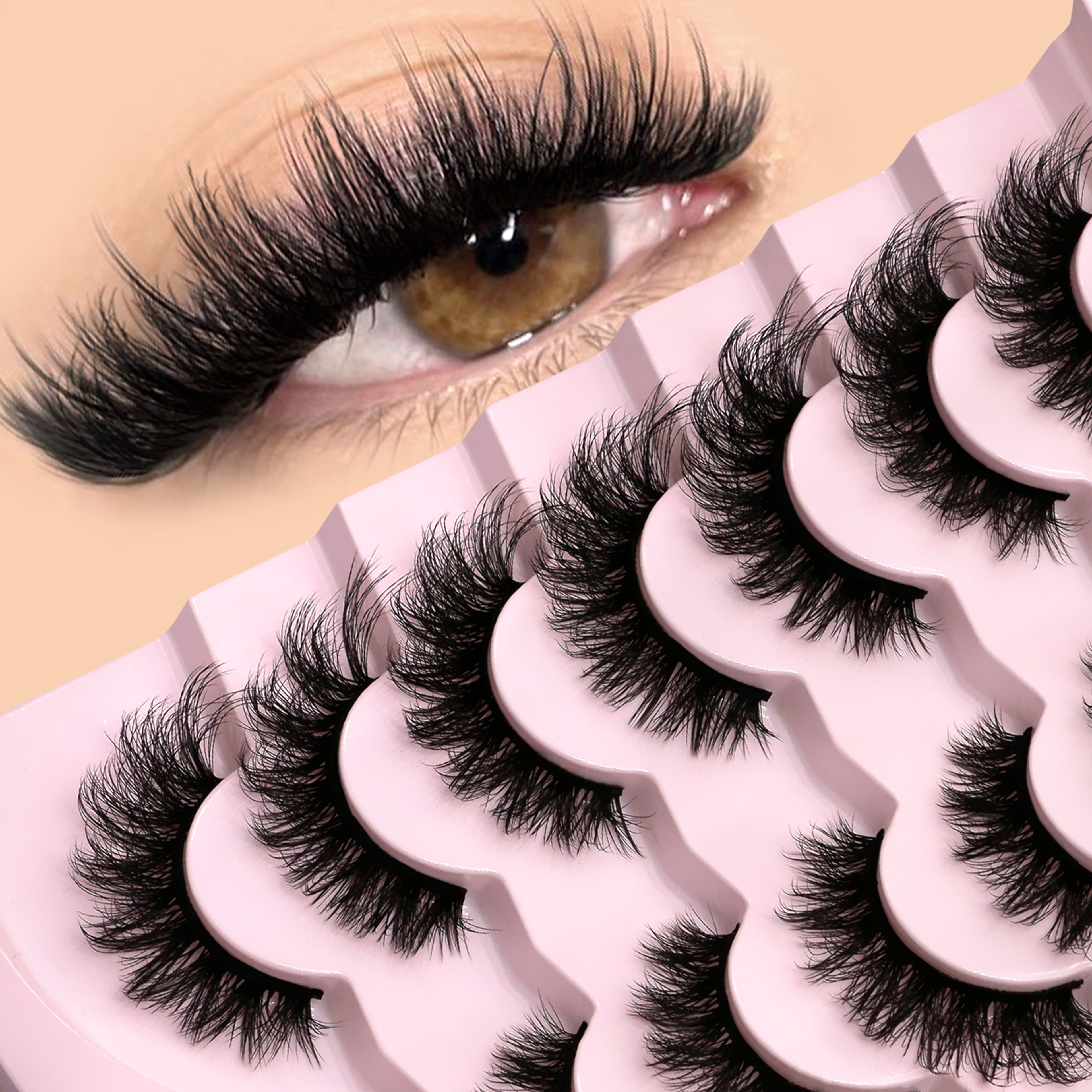 Mink Lashes Wispy Cat Eye False Eyelashes For Natural Fluffy Volume Makeup 0