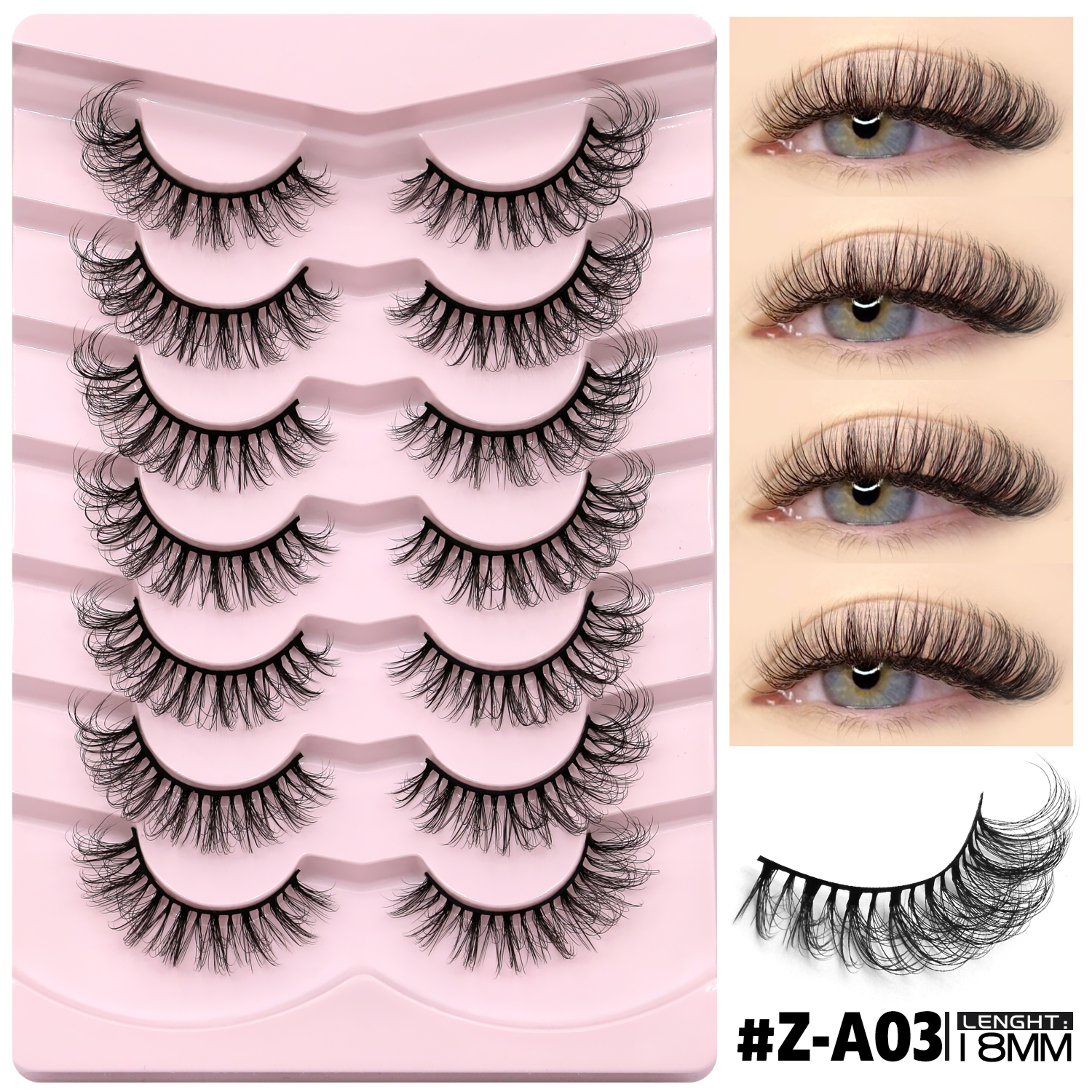 Mink Lashes Wispy Cat Eye False Eyelashes For Natural Fluffy Volume Makeup 7