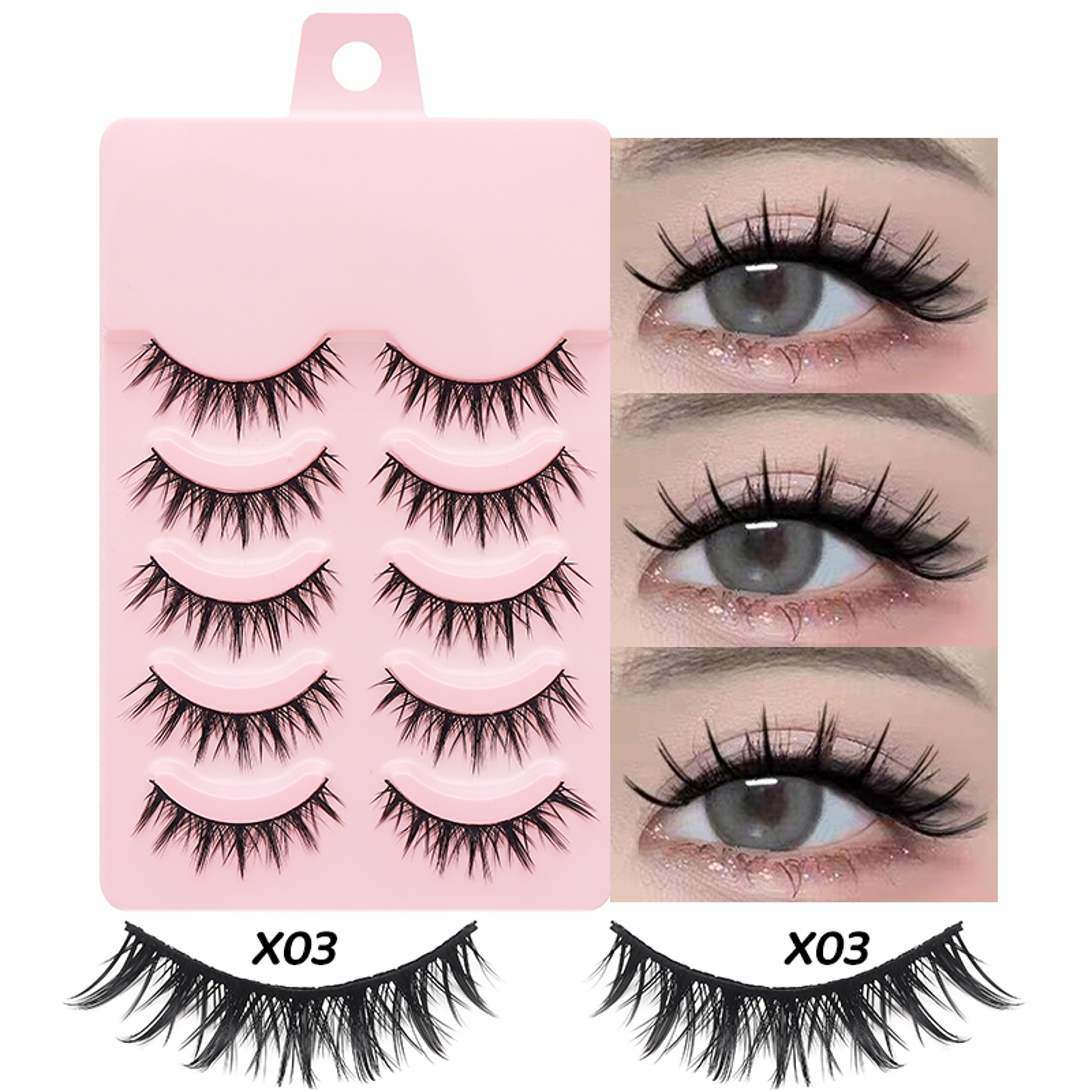 DINGSEN Manga Lashes Pair Anime False Eyelashes Soft Wispy Strip Lashes 9