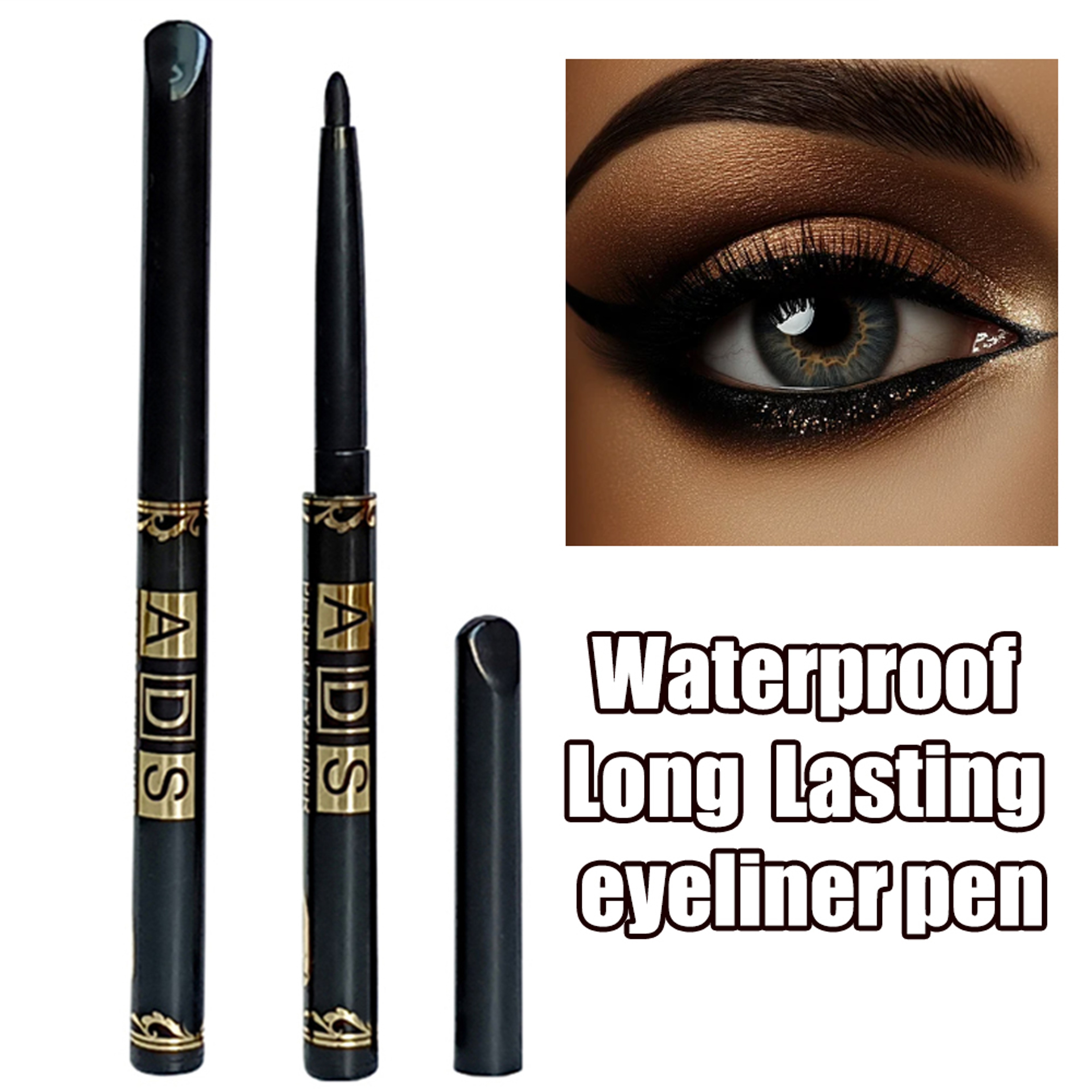 Waterproof Black Brown Eyeliner Pencil Set Smudge Proof Long Lasting Eye Makeup 1