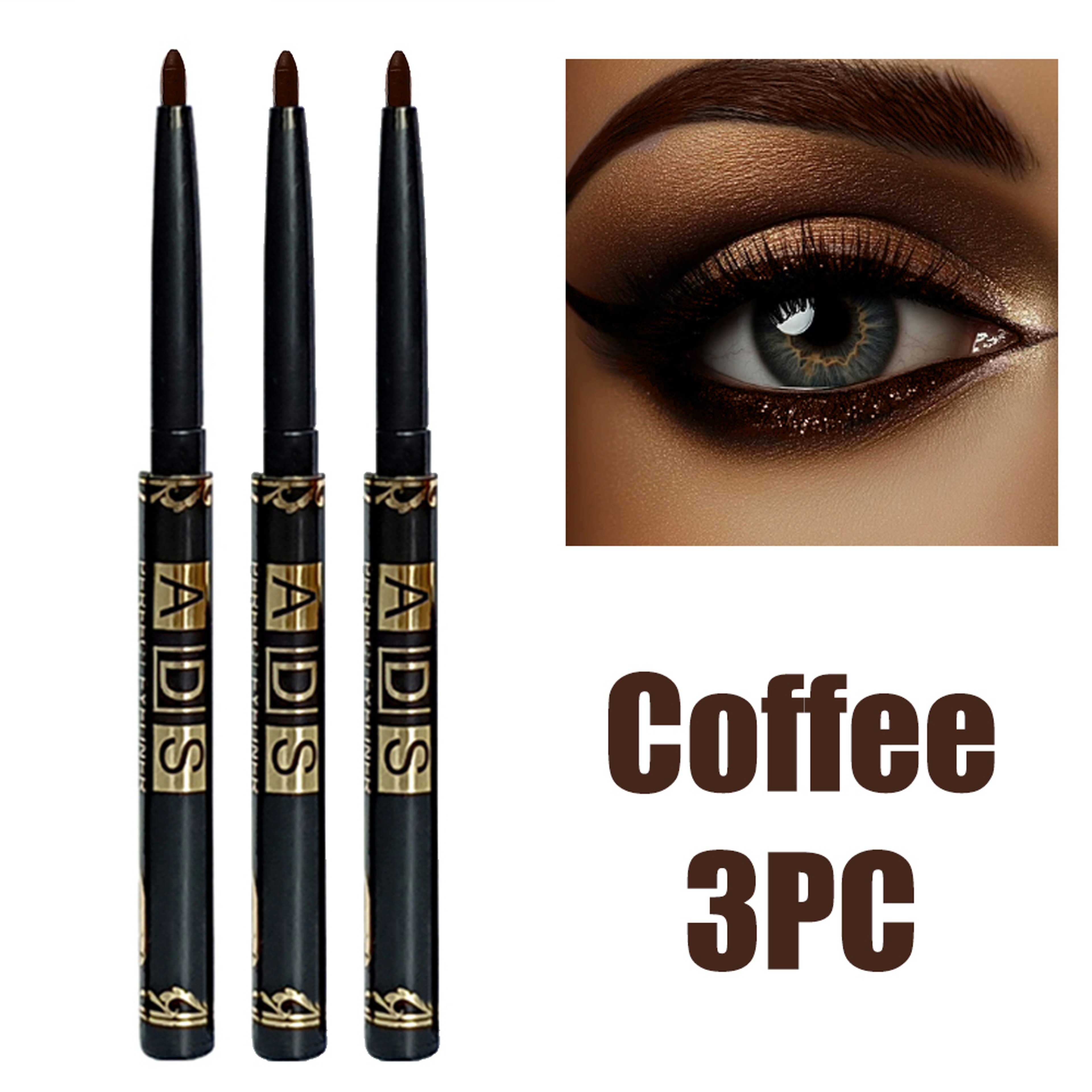 Waterproof Black Brown Eyeliner Pencil Set Smudge Proof Long Lasting Eye Makeup 8