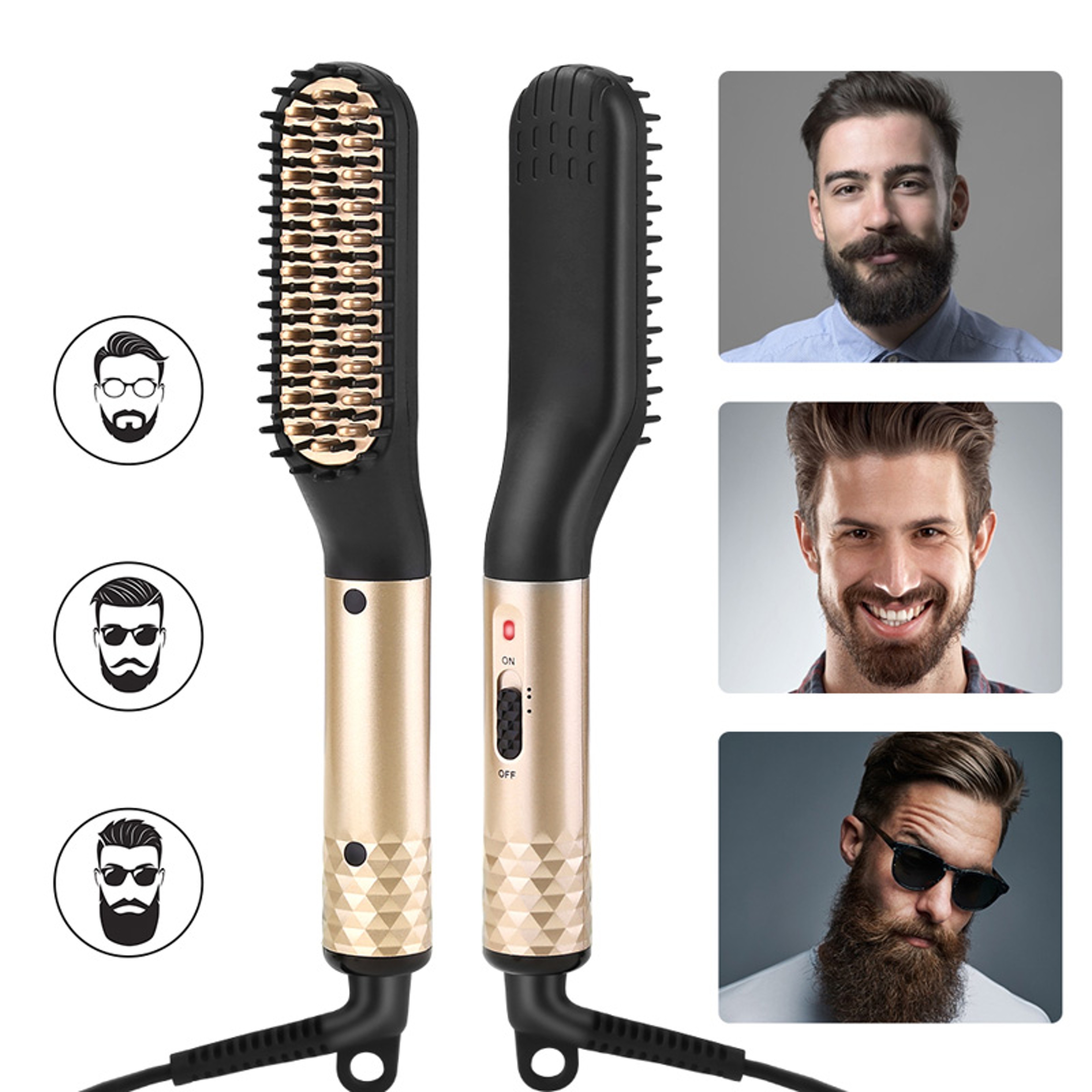 BeardPro Heated Beard Straightener Comb For Men Quick Heat Hot Comb Styling Brush 5