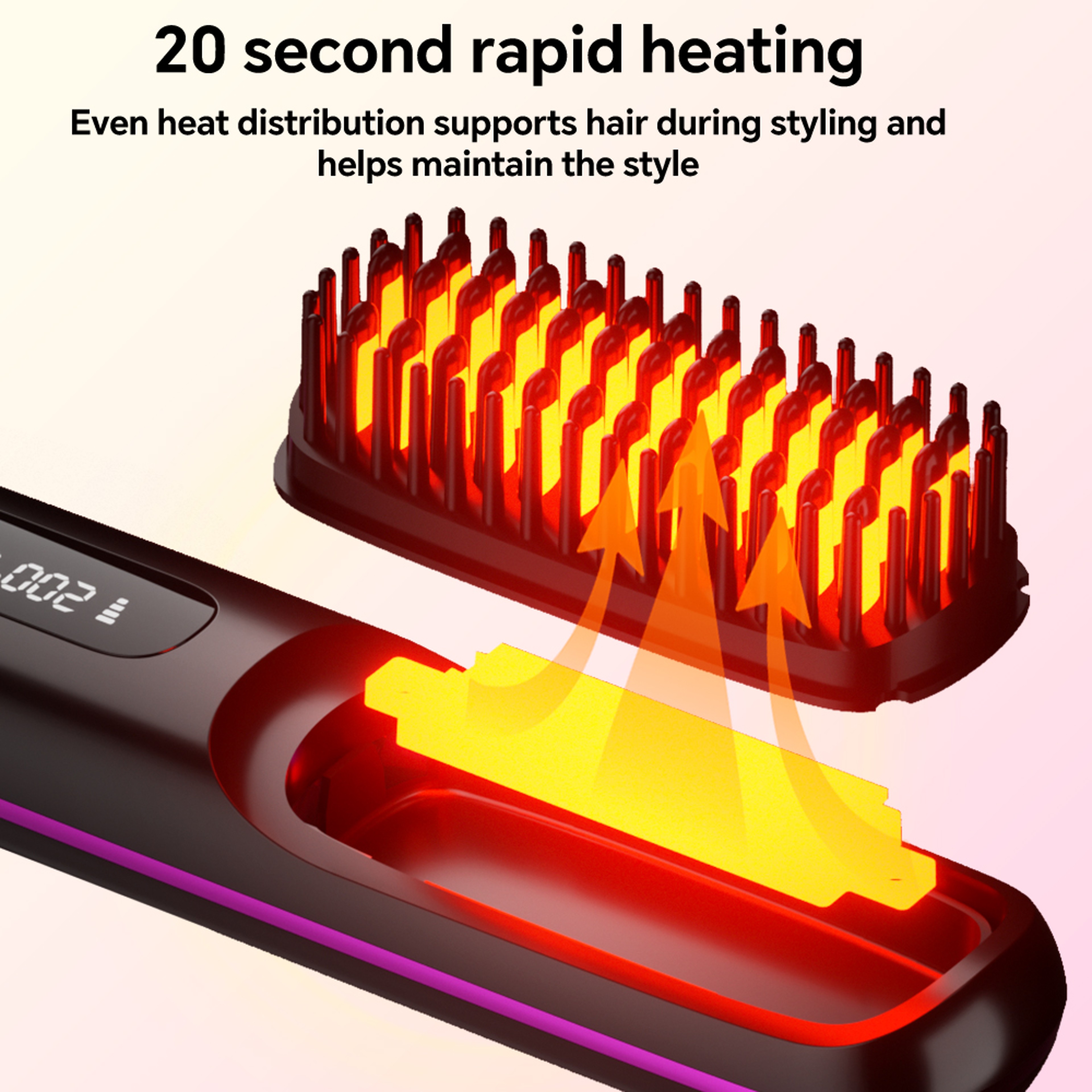 Ionic Hair Straightener Brush Ceramic Hot Comb with LED Display & Fast Heating – view 4