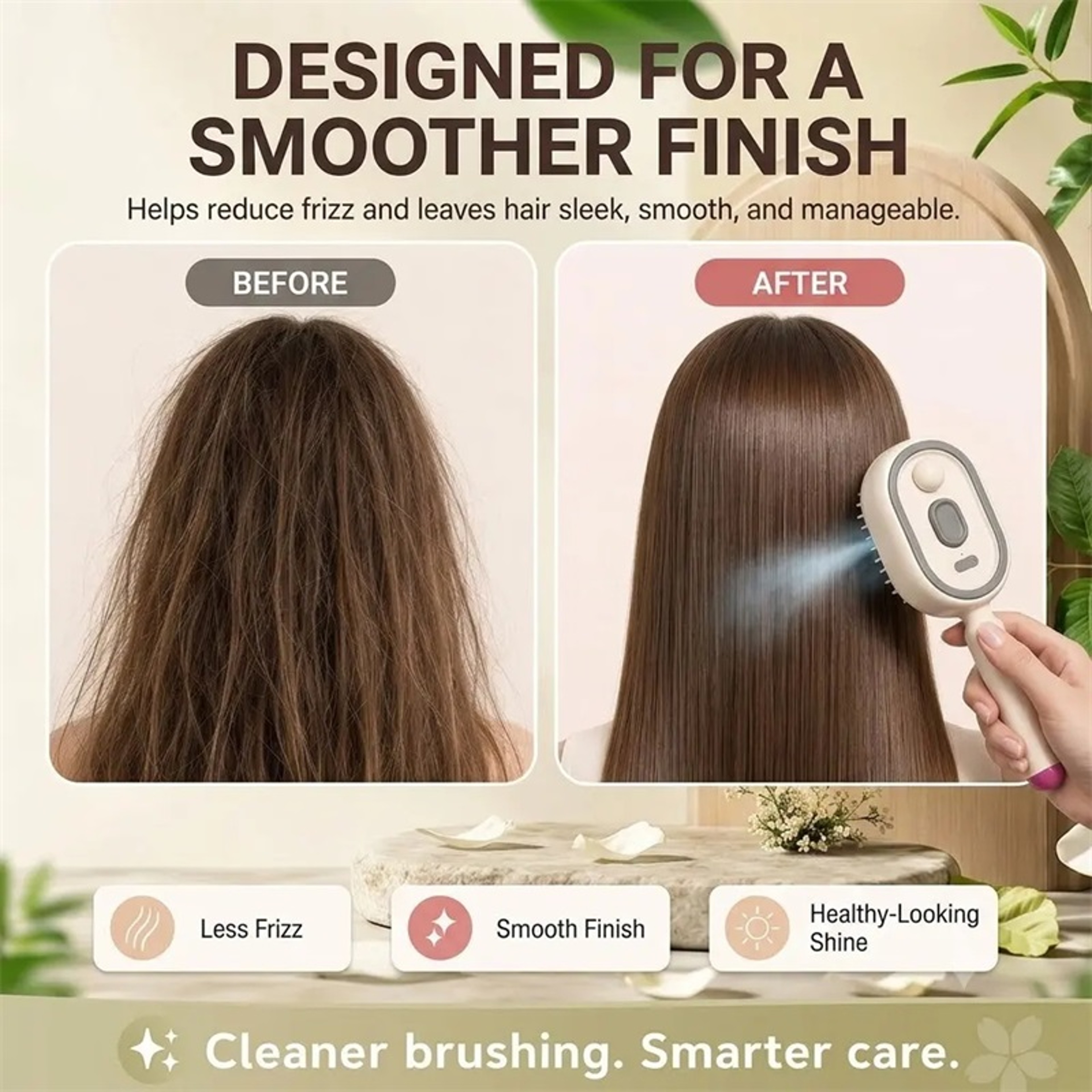 Electric Hair Brush With Spray  Red Light Therapy Anti Frizz Detangling Brush For Wet  Dry Hair 1