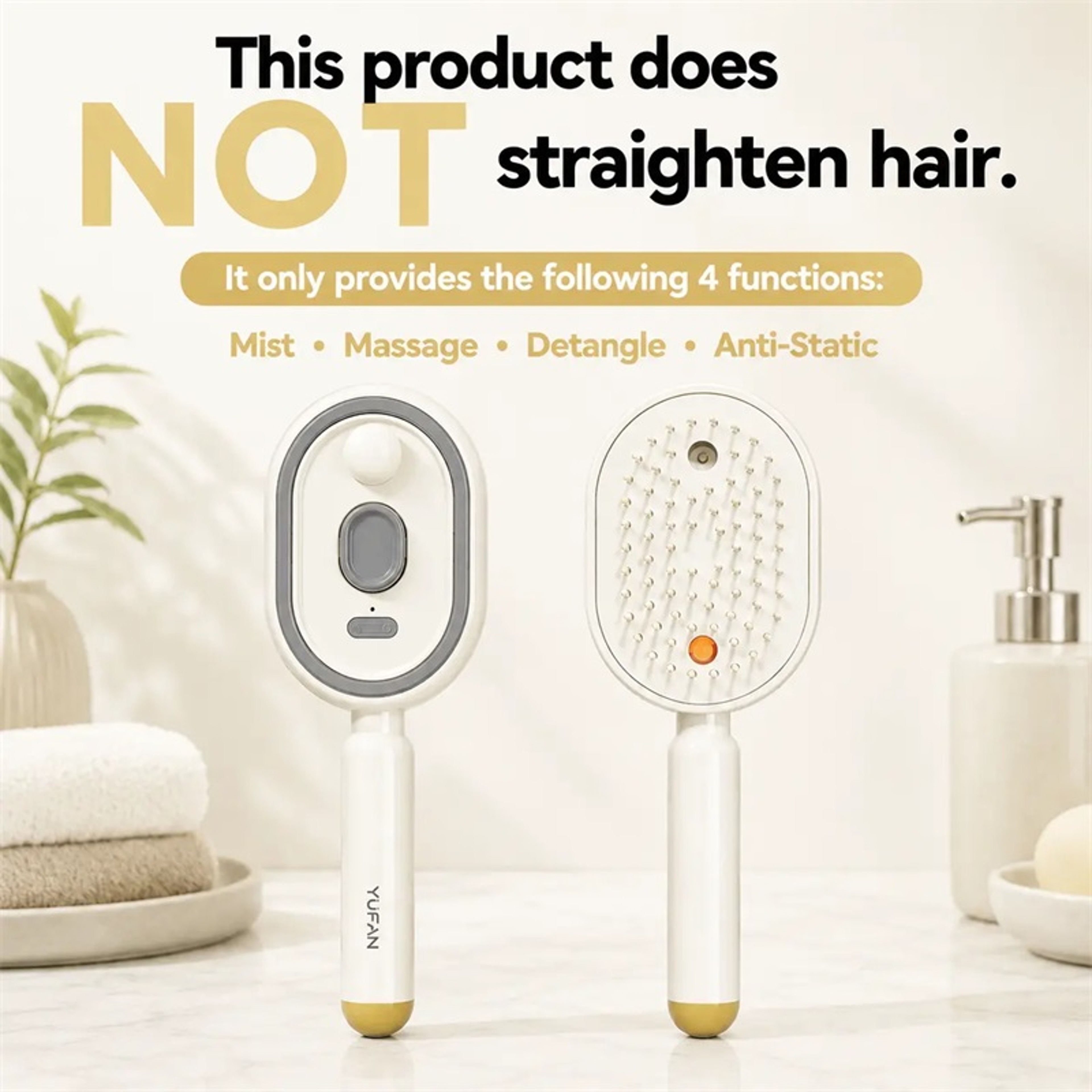 Electric Hair Brush With Spray  Red Light Therapy Anti Frizz Detangling Brush For Wet  Dry Hair 7