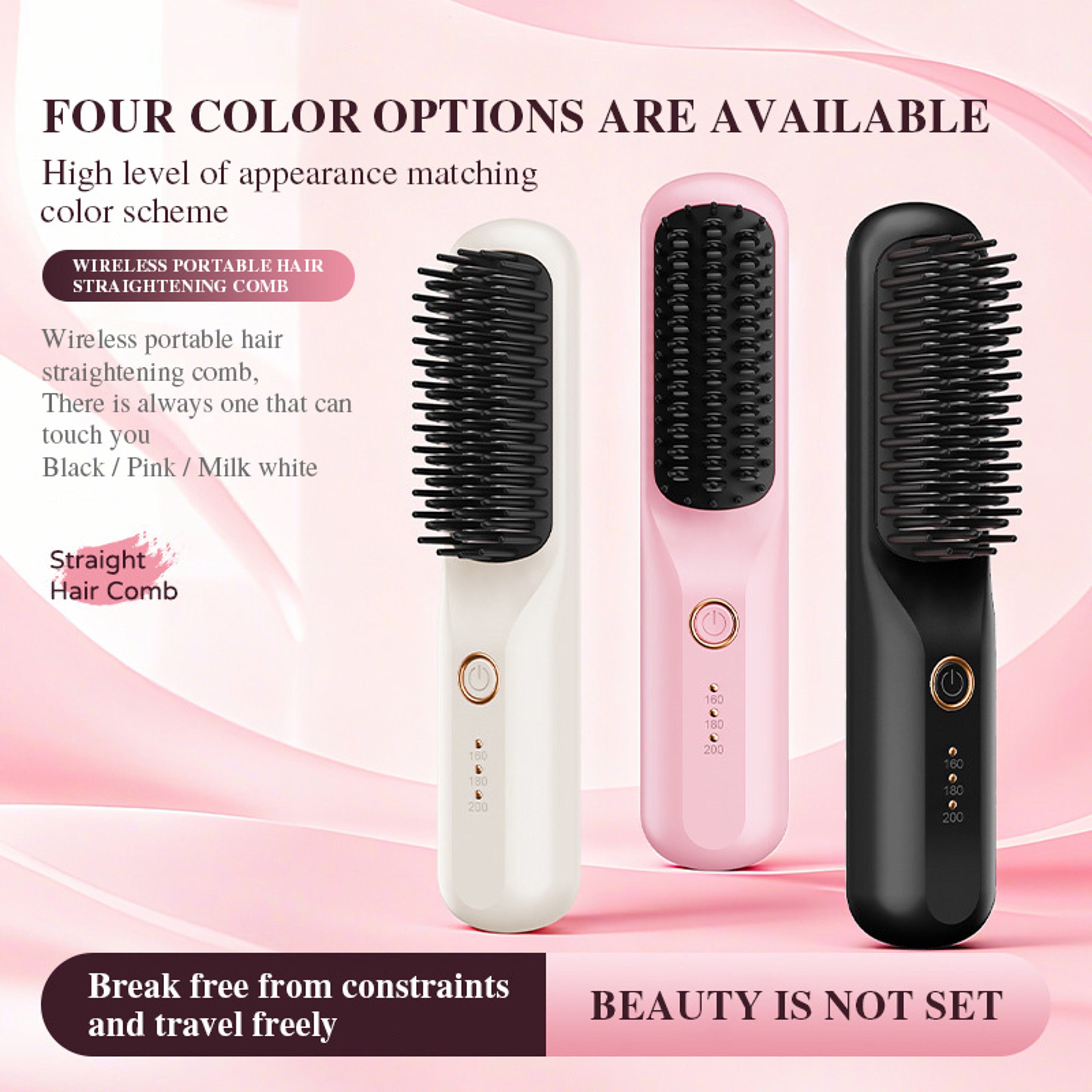 Cordless Hair Straightener Brush Portable Ionic Hot Comb For Travel  Quick Styling 1