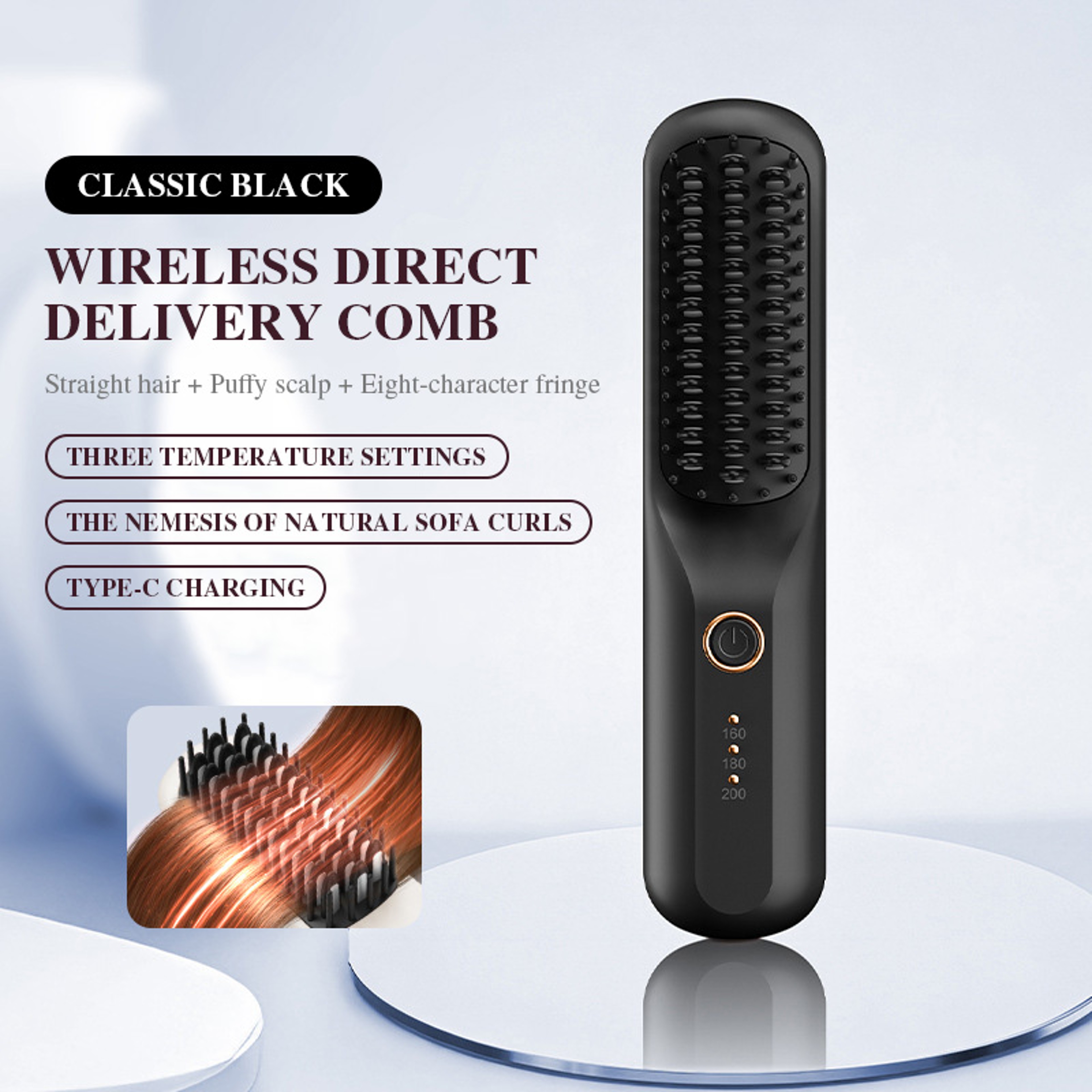 Cordless Hair Straightener Brush Portable Ionic Hot Comb For Travel  Quick Styling 6