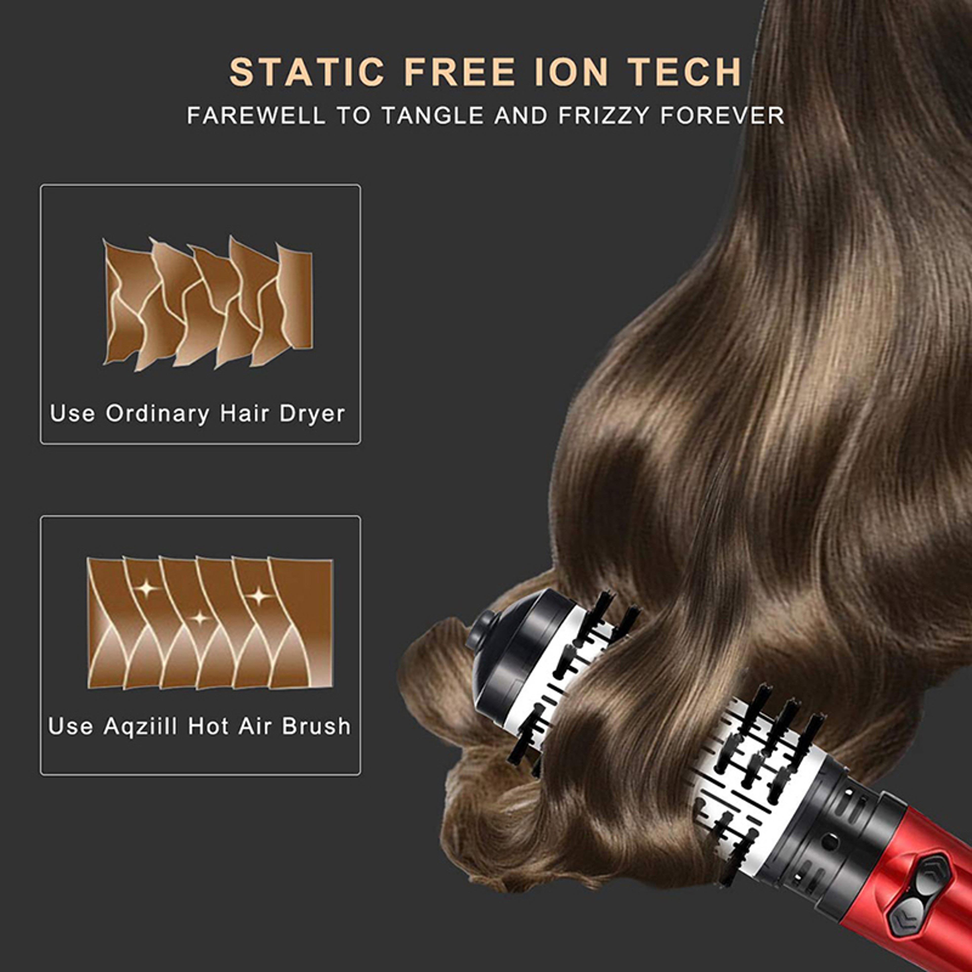 Rotating Hot Air Brush Hair Dryer Brush With Ionic Technology For Fast Drying Curling  Volumizing 4