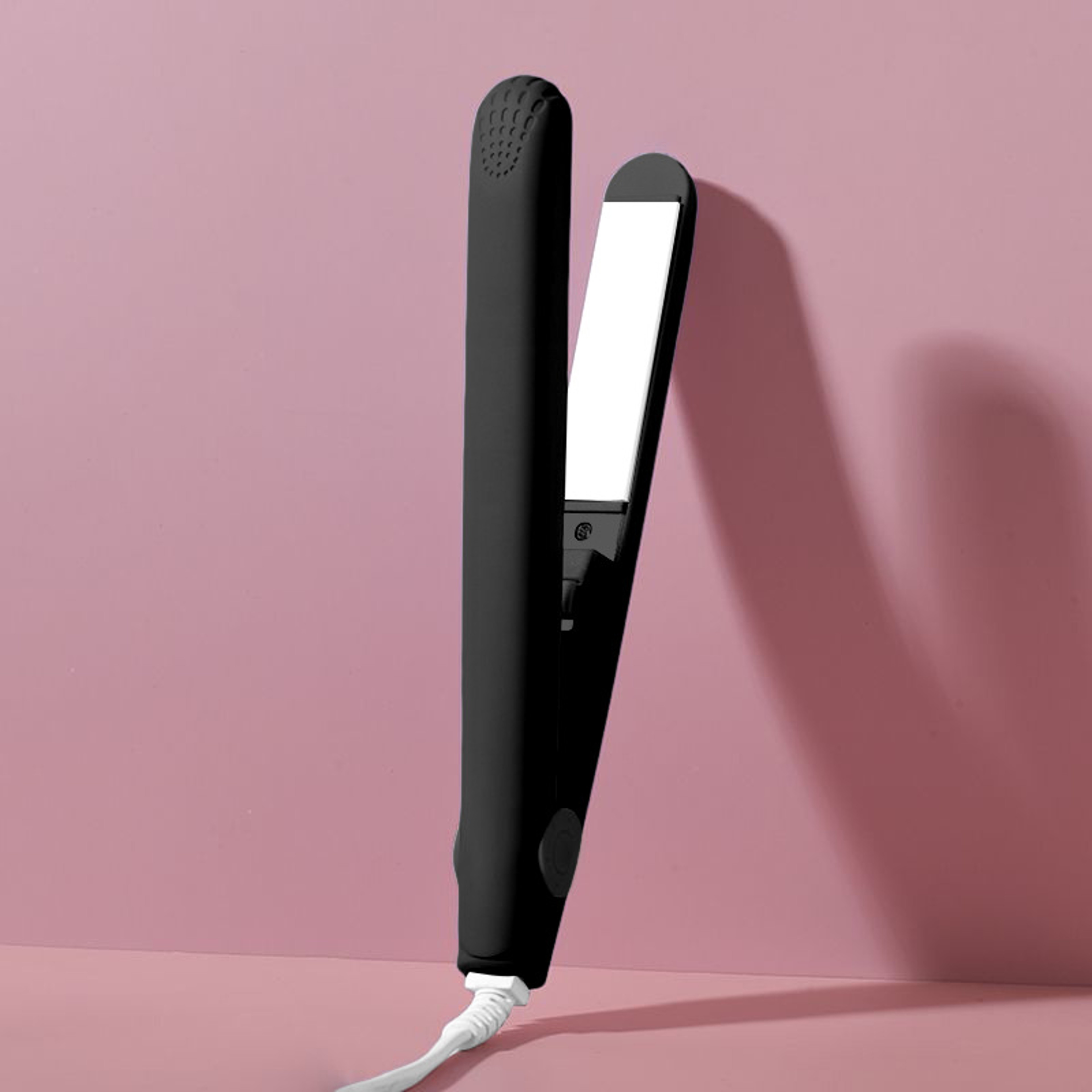 Pink Ceramic Hair Straightener  Curler With Floating Plates Fast Heat Flat Iron 6