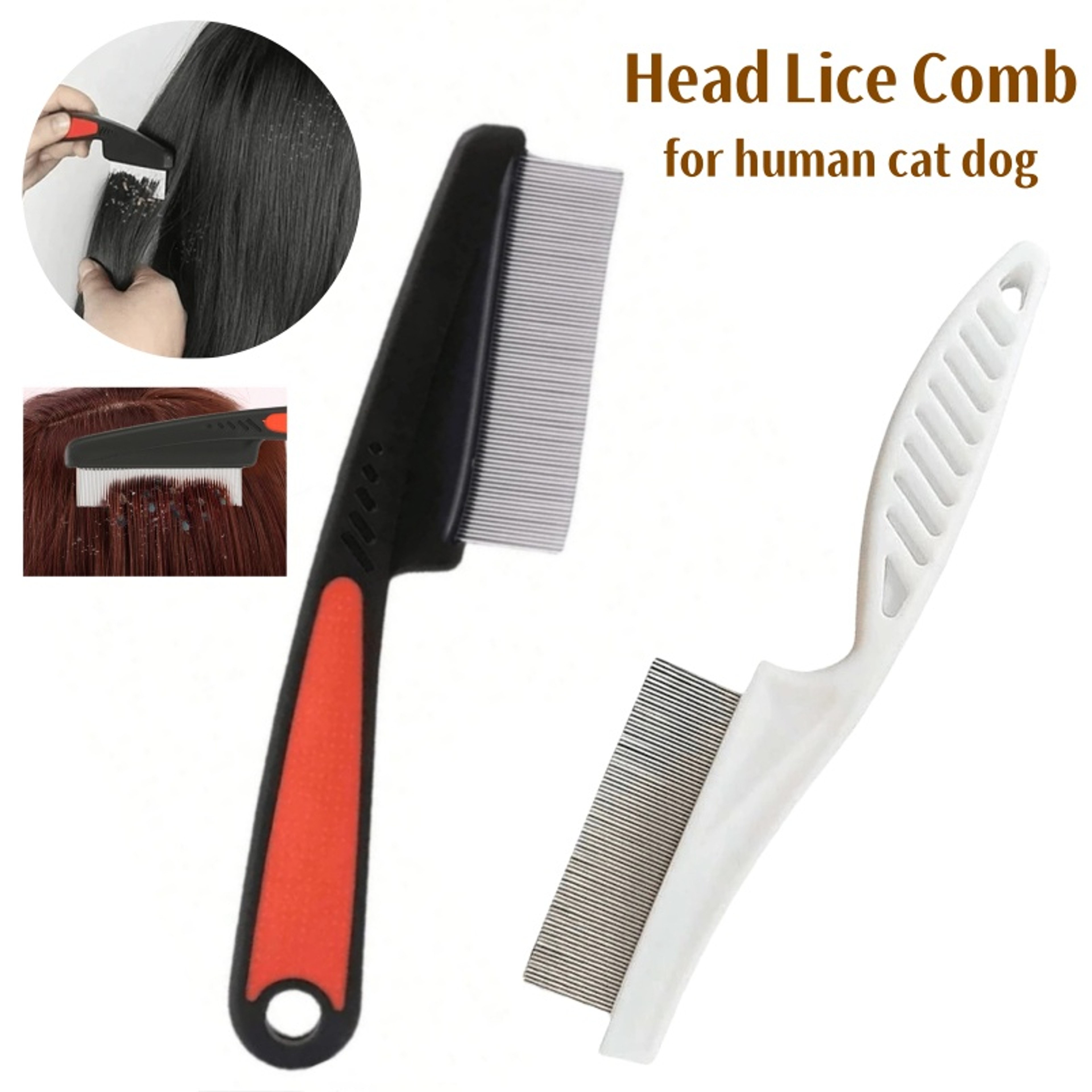 Professional Stainless Steel Head Lice Comb Fine Tooth Nit Removal Comb for Kids Adults & Pets – view 1