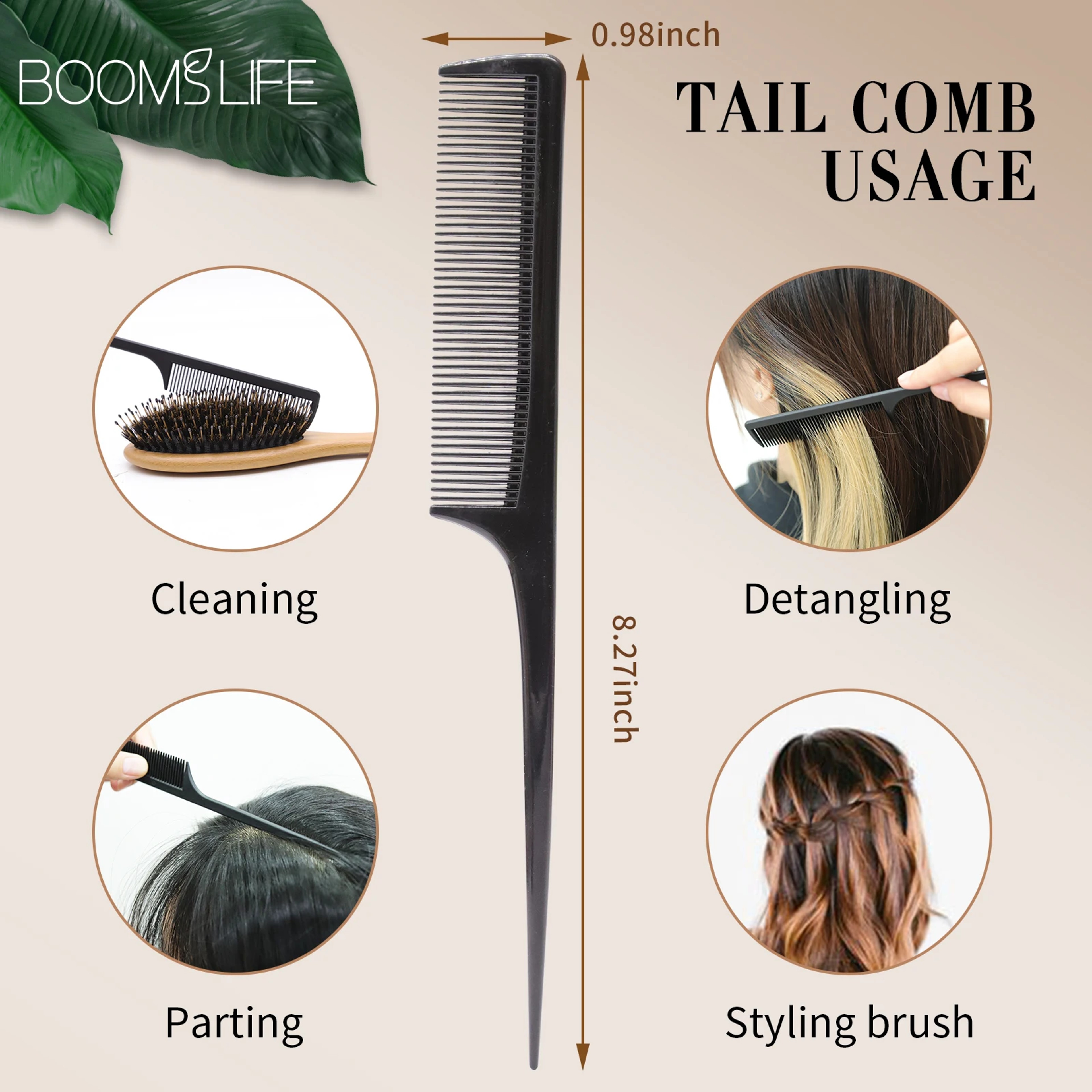 Denman Style Scalp Massage Brush Wooden Steel Pin Hair Brush for Smooth Detangling – view 5