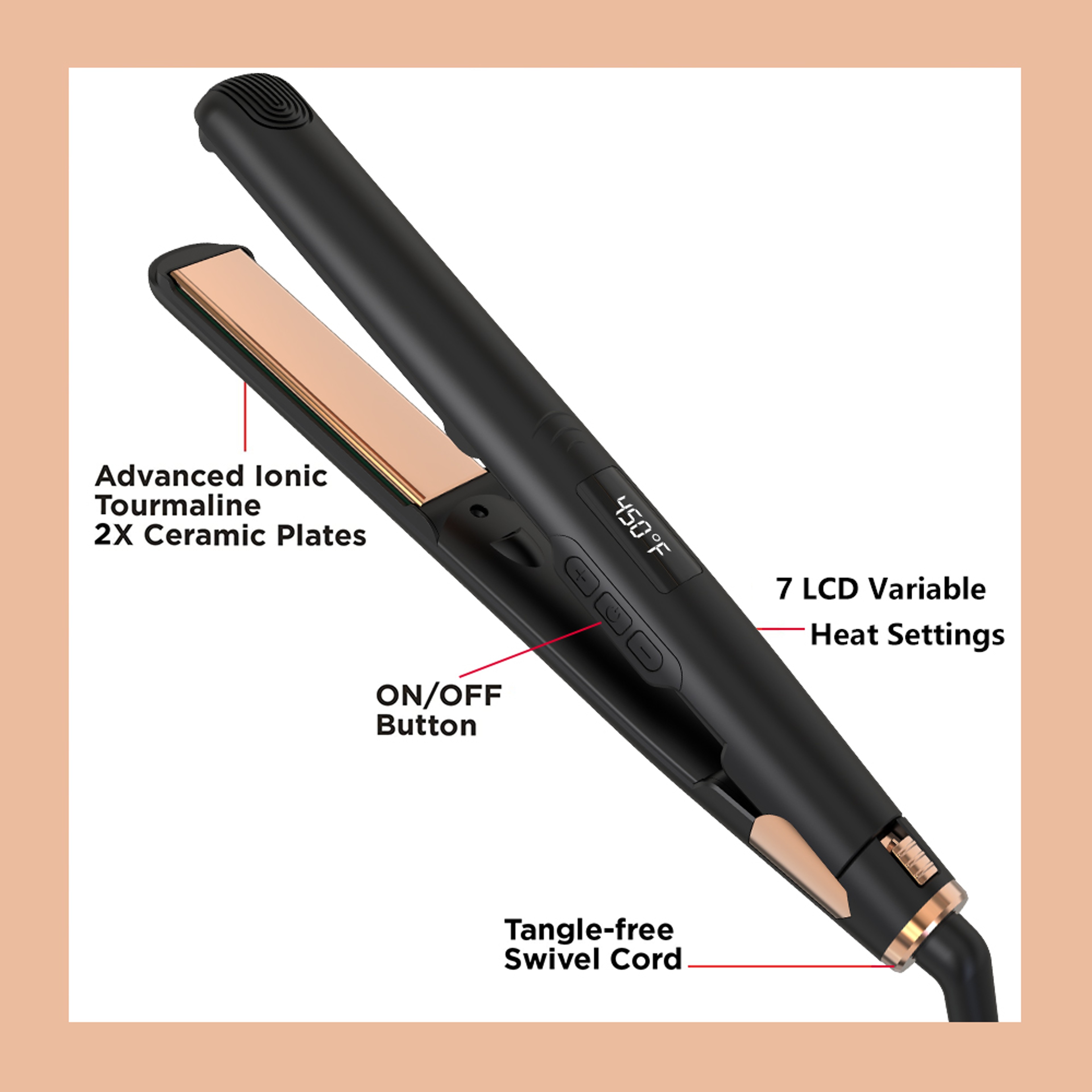 LISAPRO Ceramic Hair Straightener Professional Flat Iron & Curler with Plates – view 5