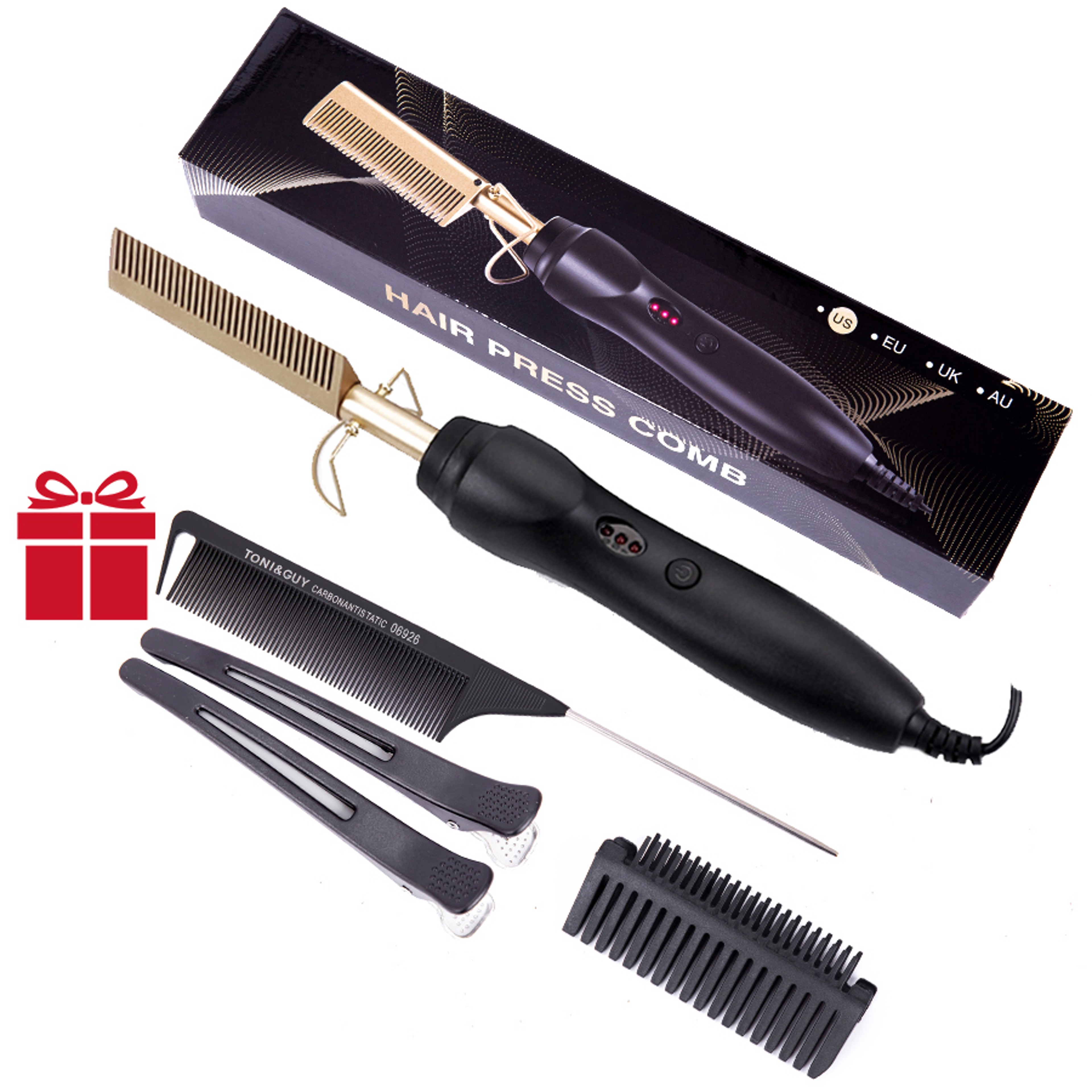 Leeons Hot Comb Hair Straightener Ceramic Electric Hair Styling Tool For Straightening And Curling 10