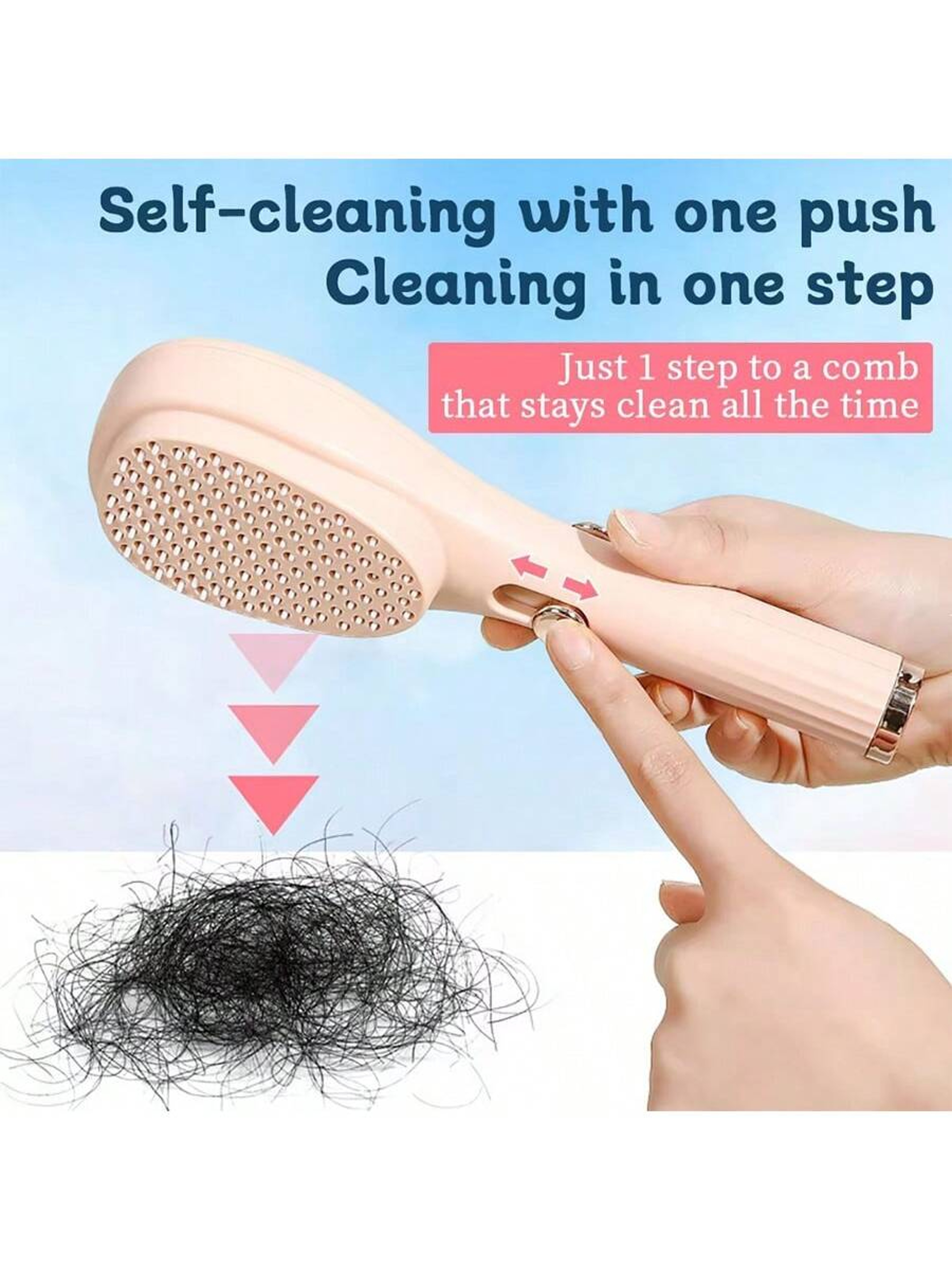 Portable Anti Static Hair Brush With Telescopic Self Cleaning Design For Gentle Scalp Massage  Volu 1