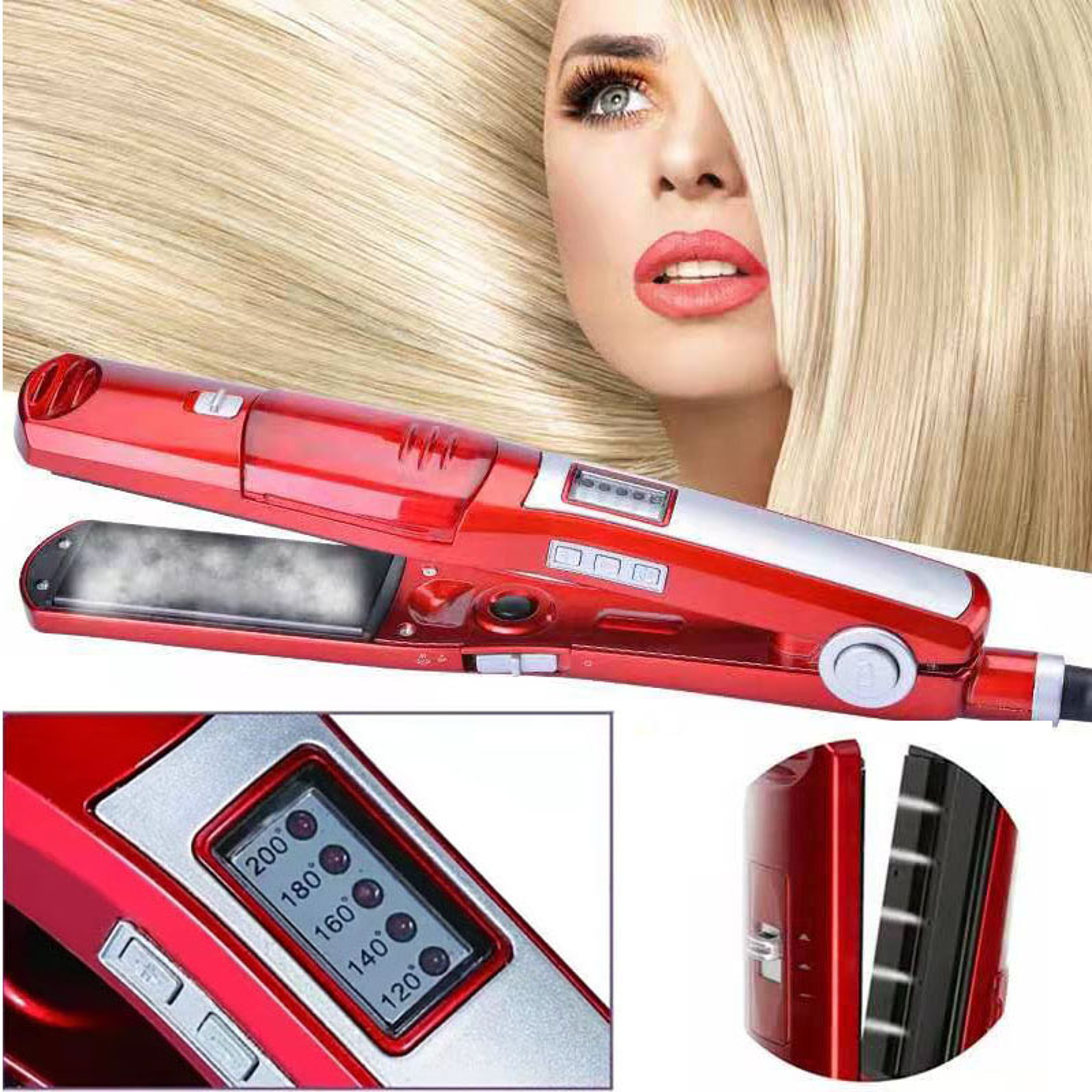 Professional Steam Hair Straightener Titanium Ceramic Flat Iron  Curler 1
