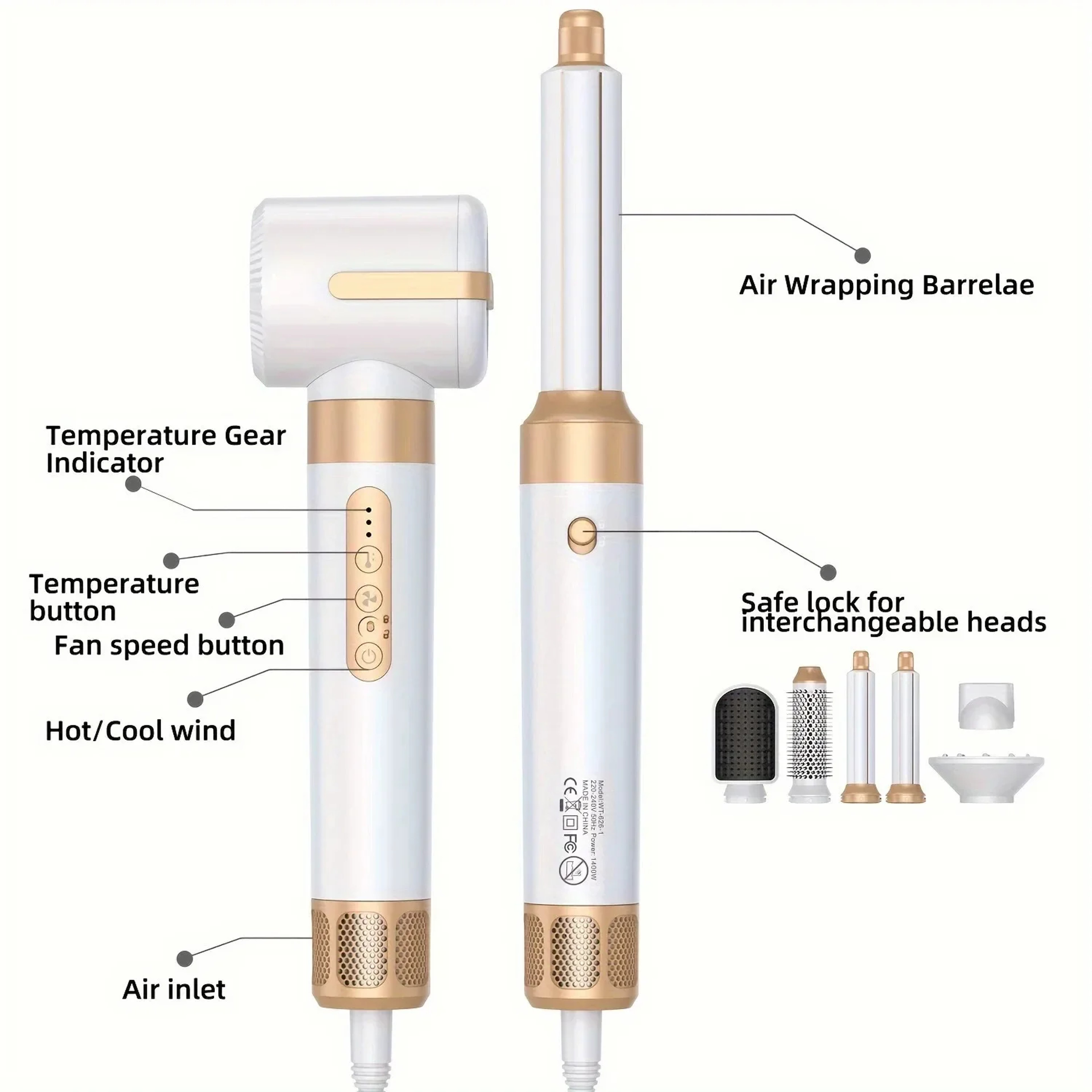 Tinsol Hair Dryer Brush Ionic Hot Air Styler With Diffuser And Curling Attachments 1