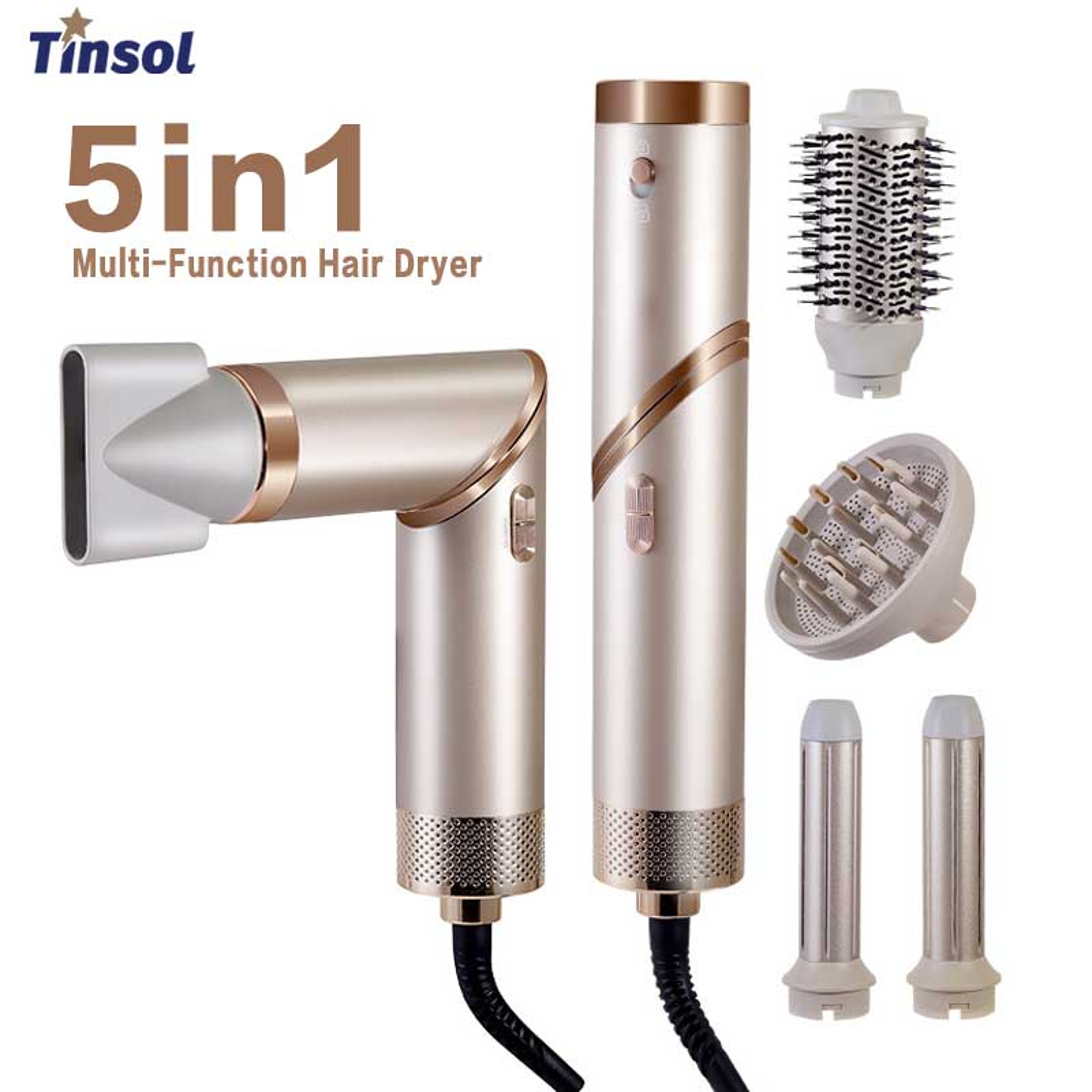 Hair Dryer Brush with Negative Ion Hot Air Styling Tool and Curler Set – view 1