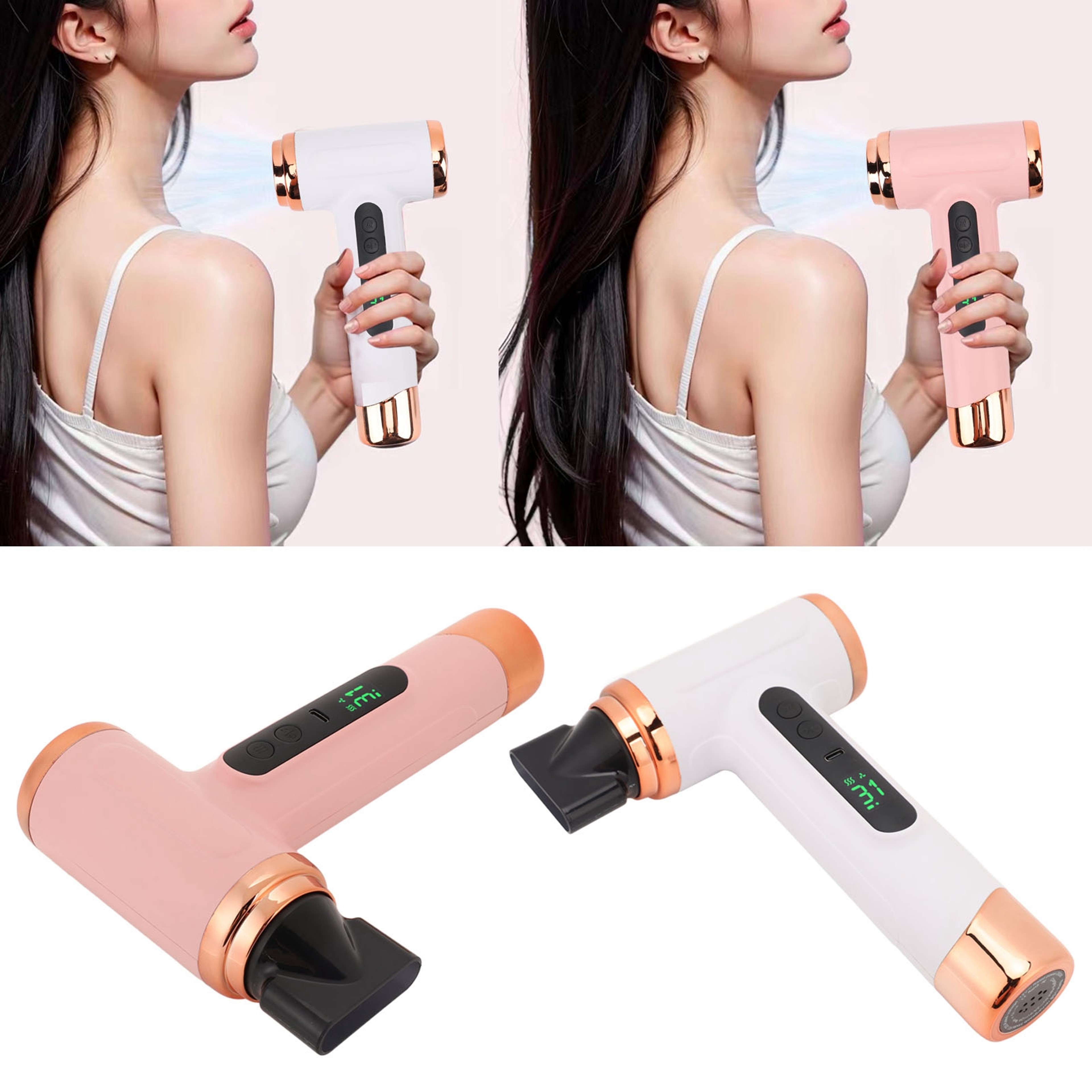 Cordless Hair Dryer USB Rechargeable Portable Travel Hair Dryer with Hot & Cold Air – view 1