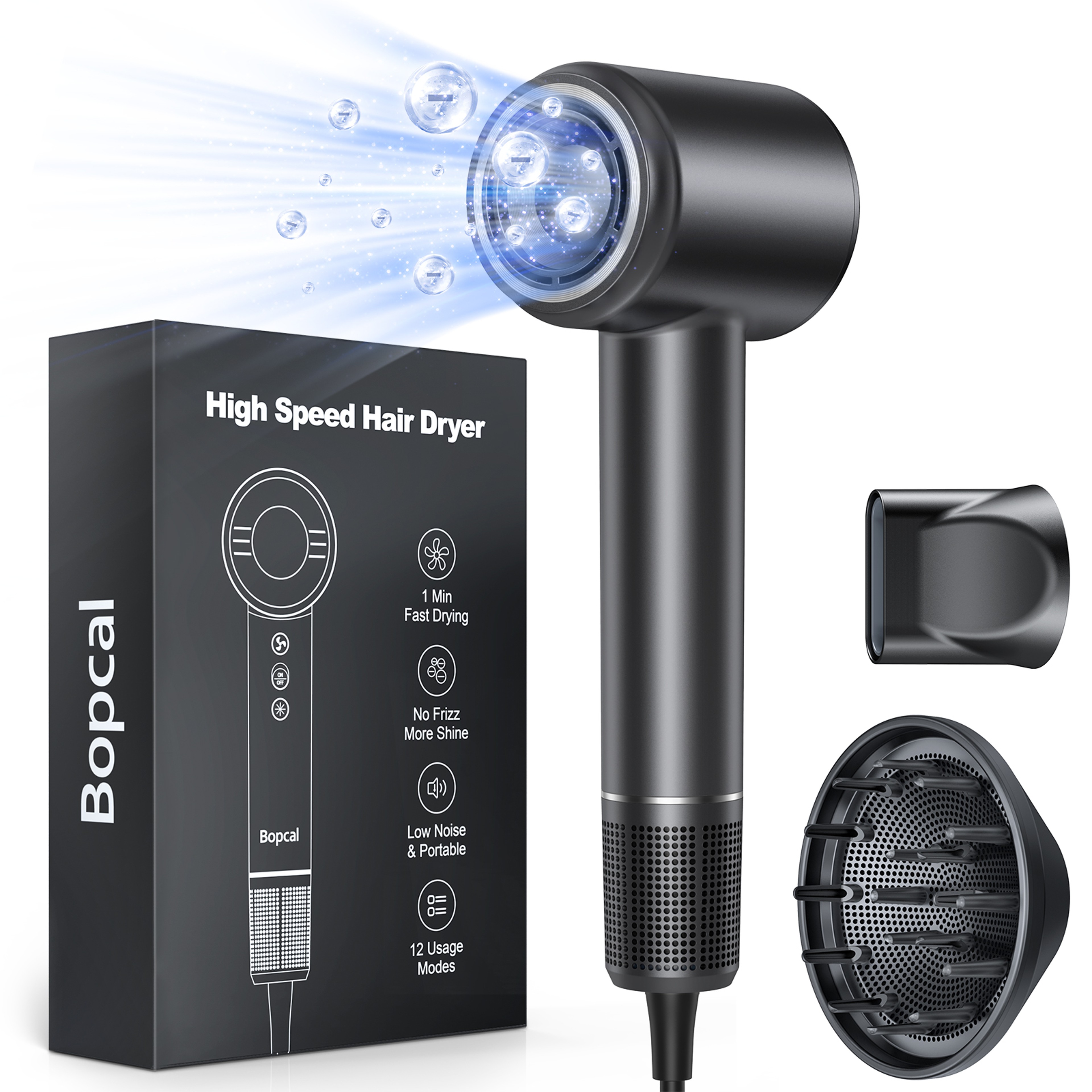 High Speed Ionic Hair Dryer With Diffuser Fast Drying Blow Dryer 0
