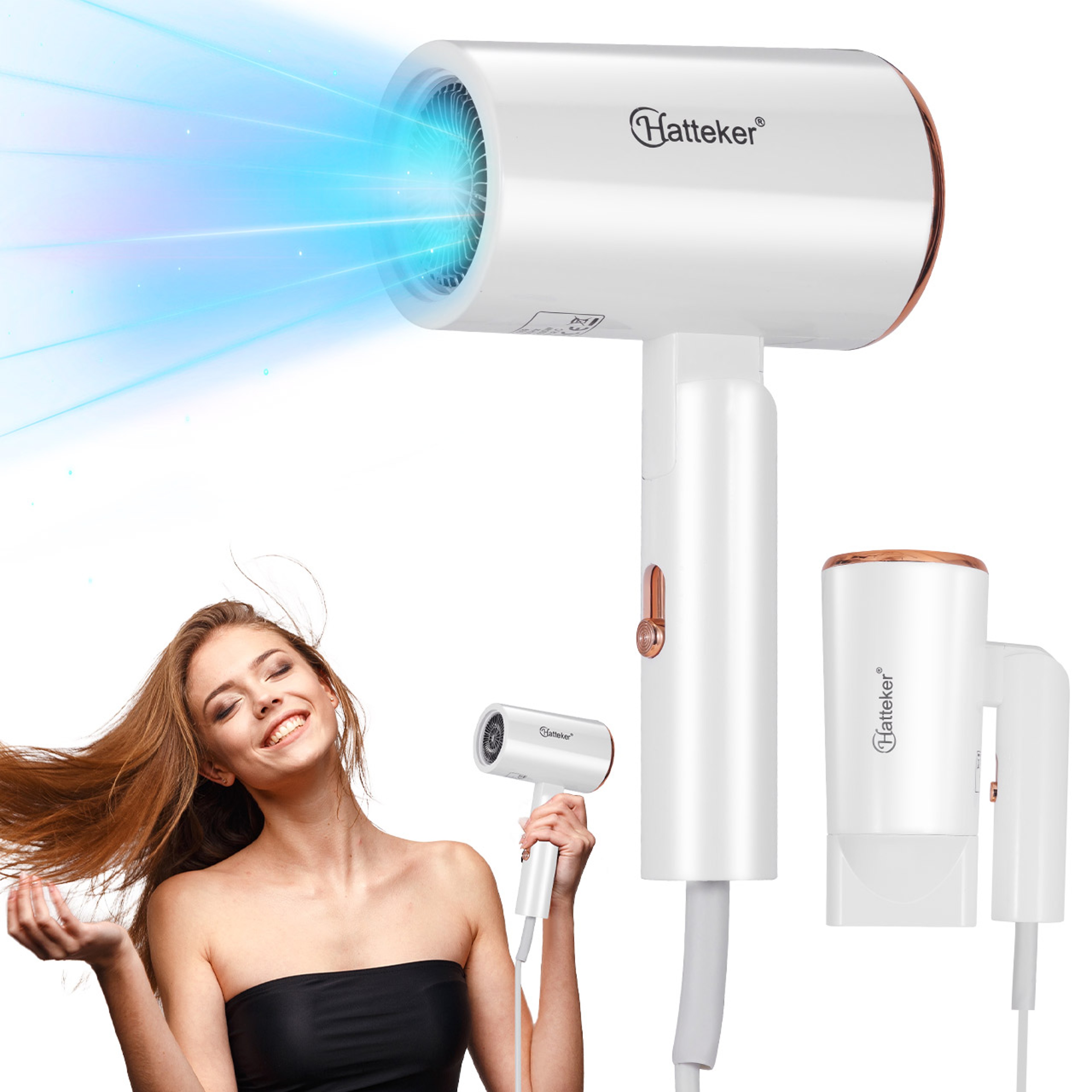 Hatteker Foldable Hair Dryer Ionic Fast Dry Blow Dryer for Home & Travel – view 7