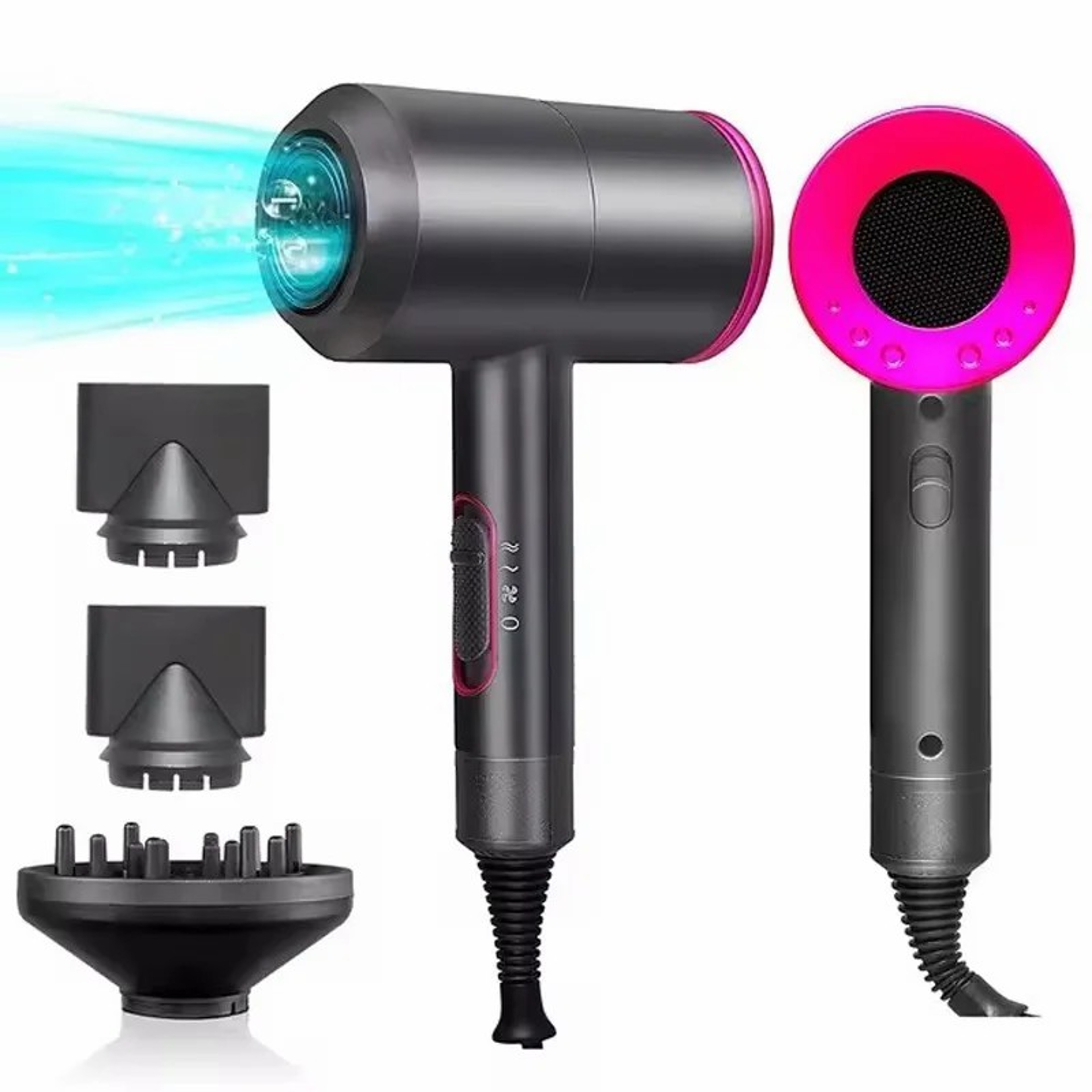 Professional Negative Ion Hair Dryer With Diffuser Hot  Cold Air Fast Drying Blow Dryer 0
