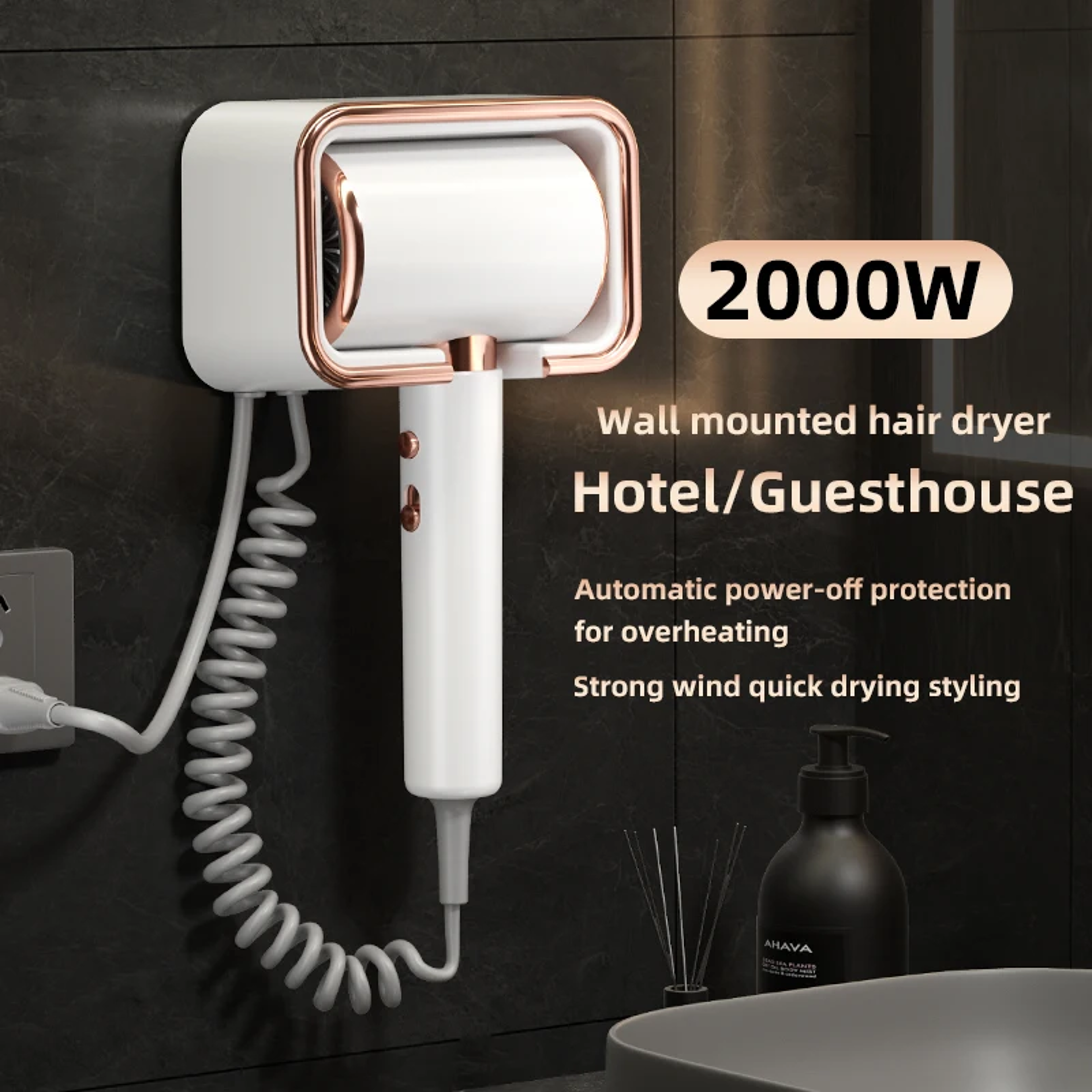 Wall Mounted Hotel Hair Dryer with Negative Ion Fast Drying Technology – view 7