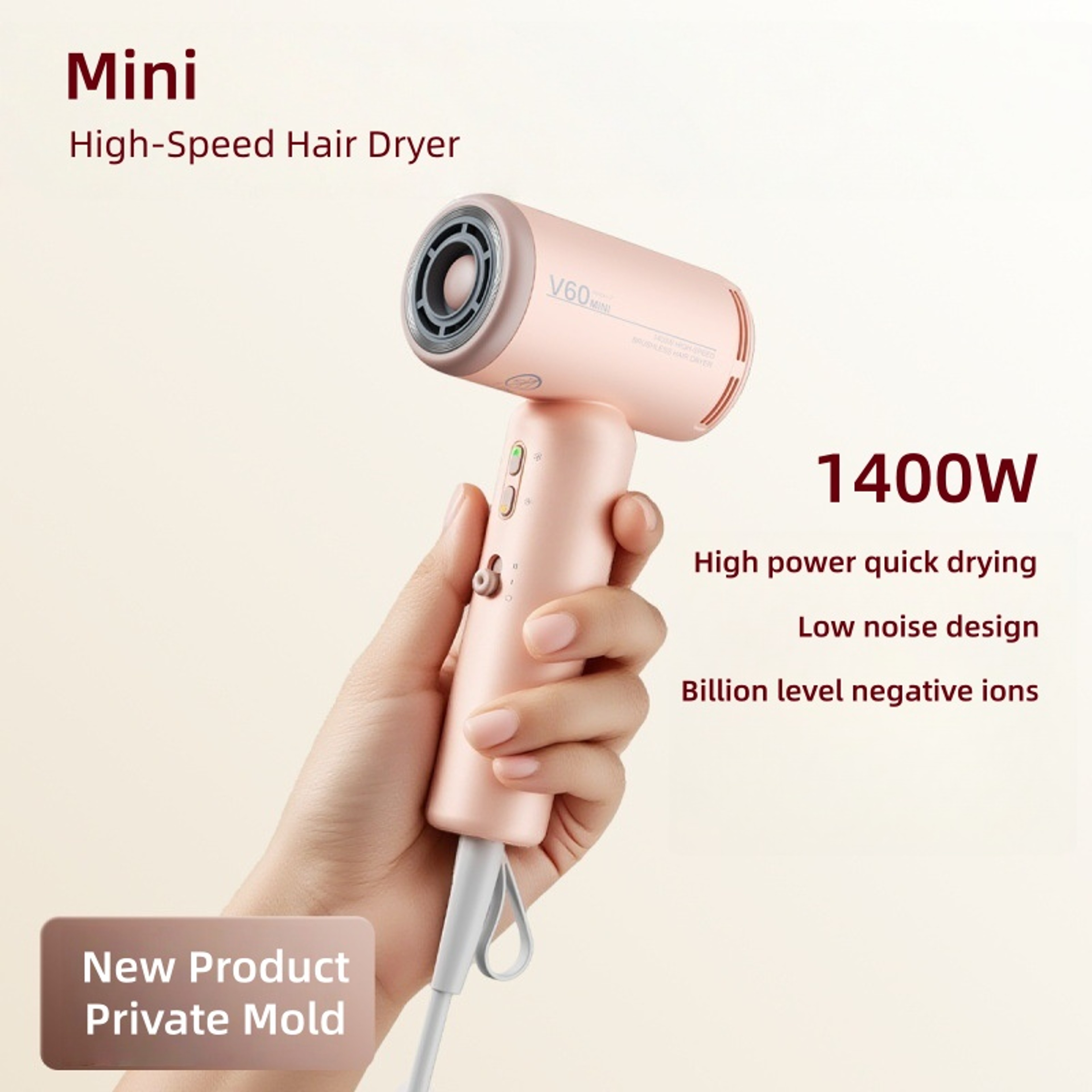 Mini High Speed Hair Dryer Ionic Fast Dry Drying Blow Dryer 0