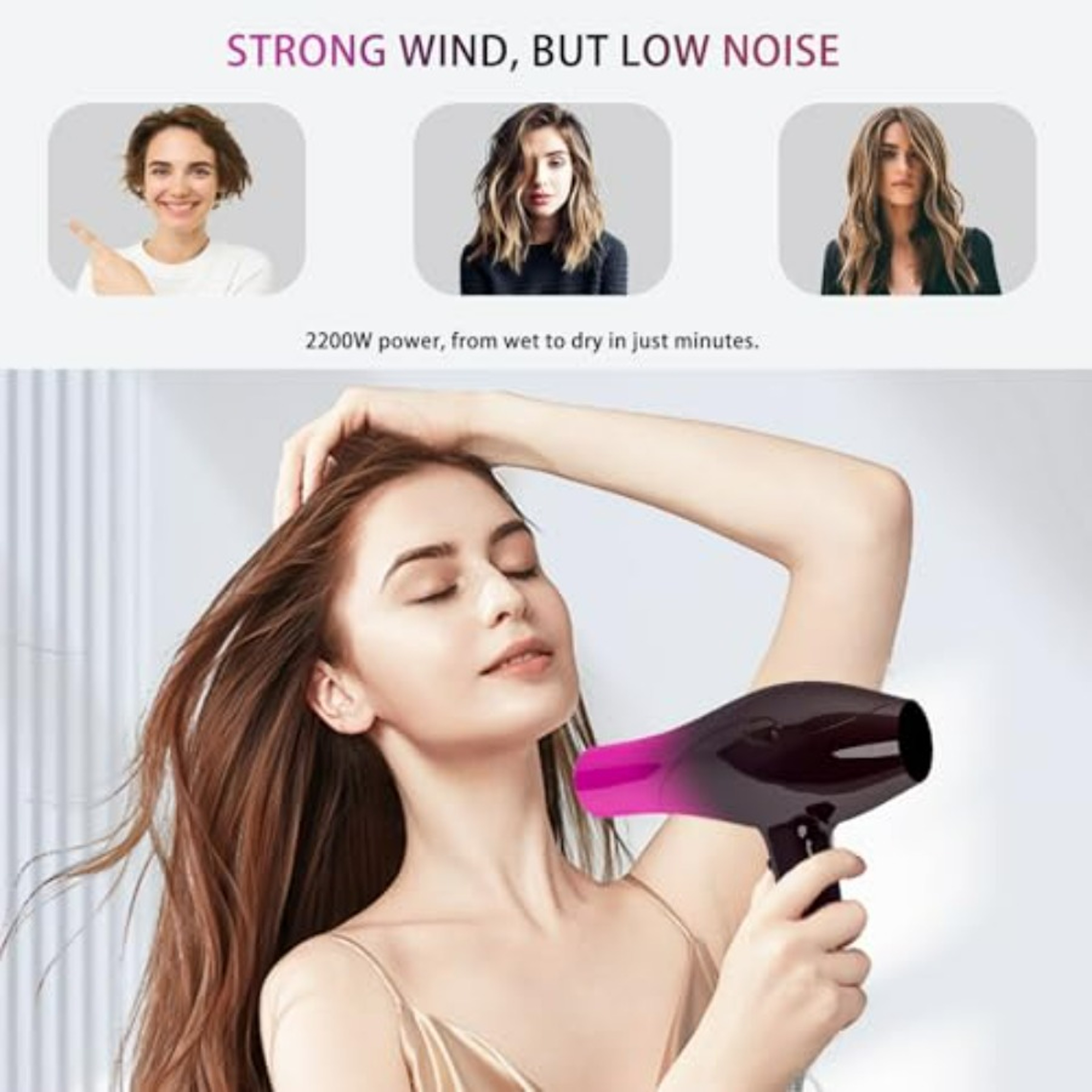 Professional Ionic Hair Dryer Fast Drying Negative Ion Blow Dryer With Diffuser 4