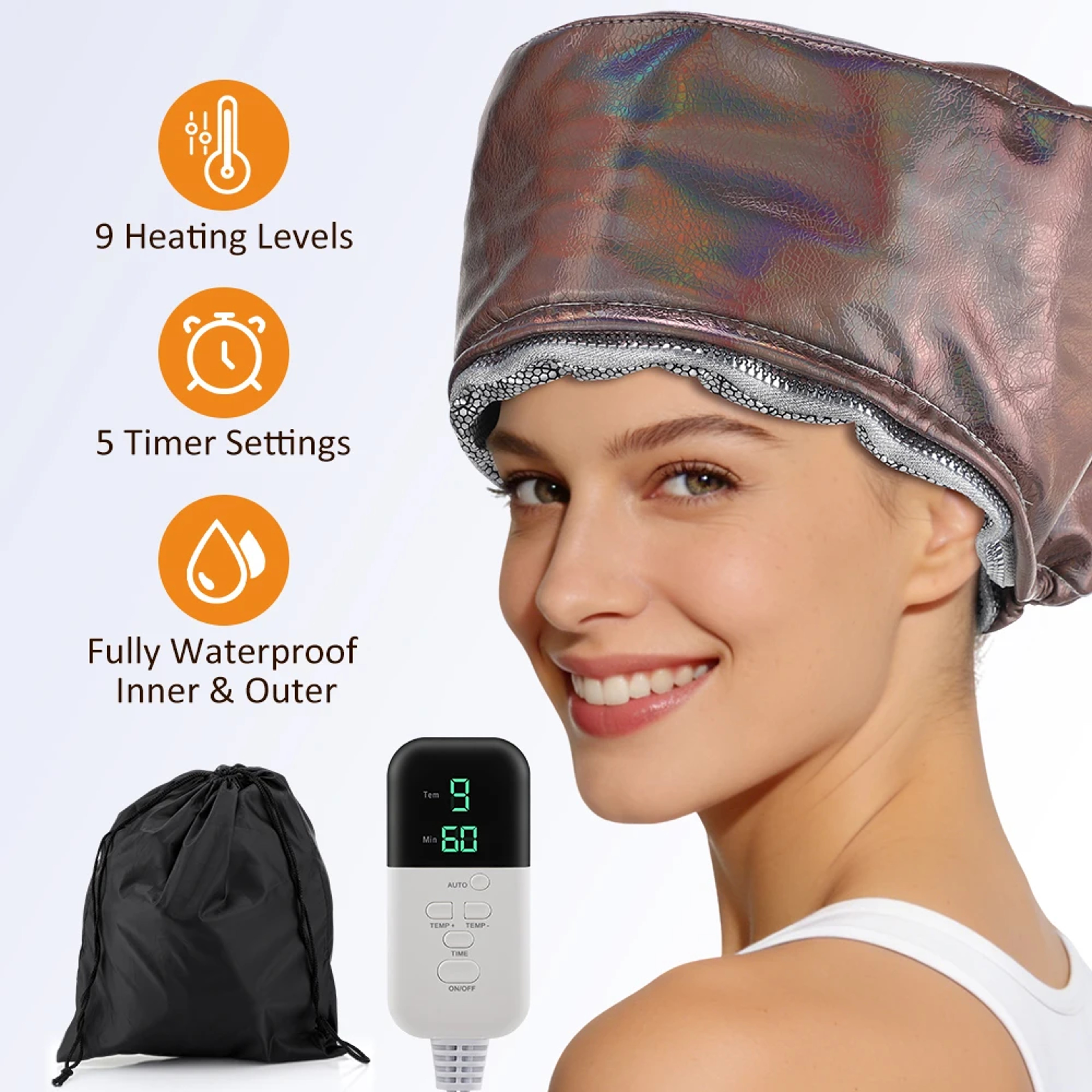 Hair Steamer Cap For Deep Conditioning With Adjustable Heat  Timer 0