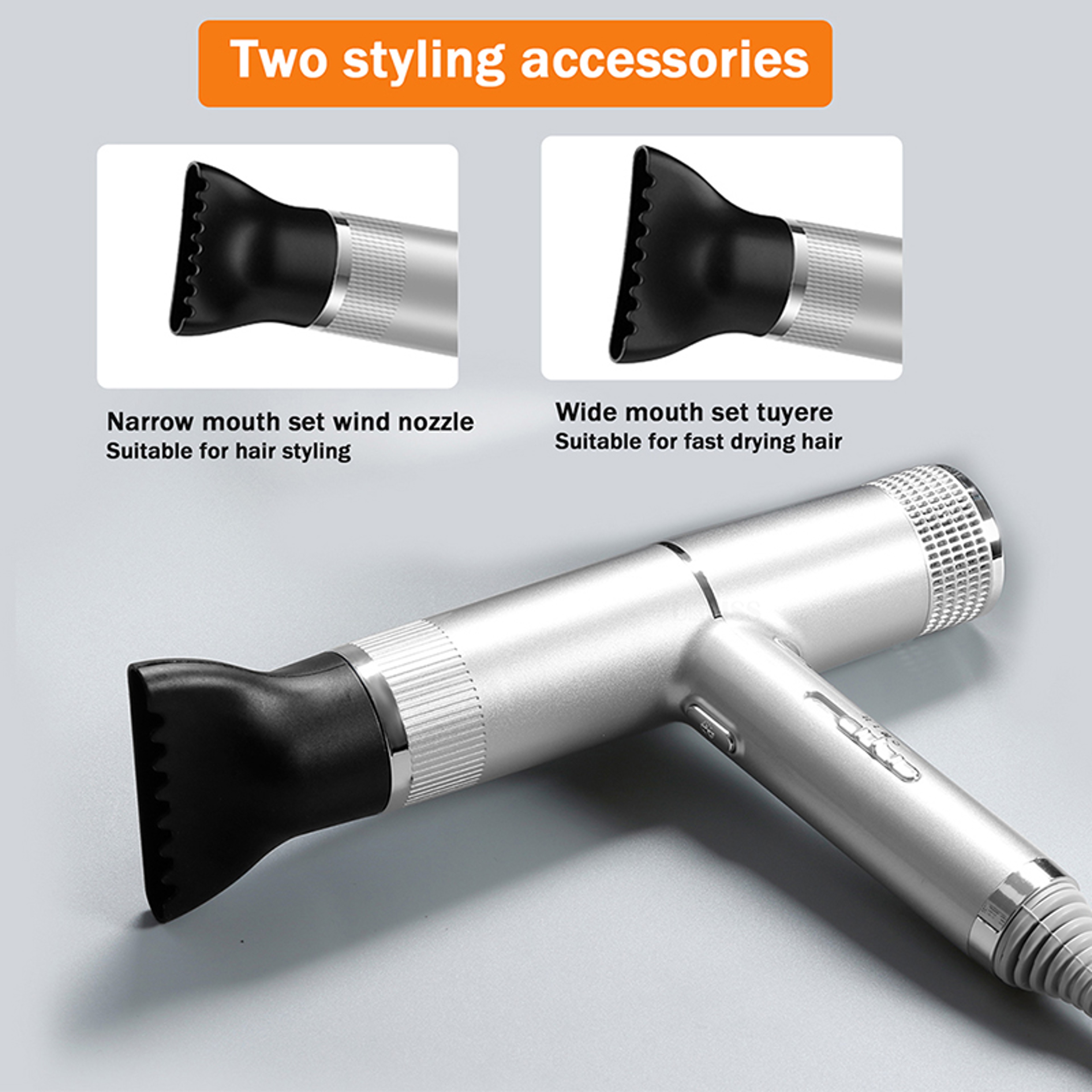 Professional Ionic Hair Dryer With Hot  Cold Air Low Noise Fast Drying Salon Blow Dryer 2