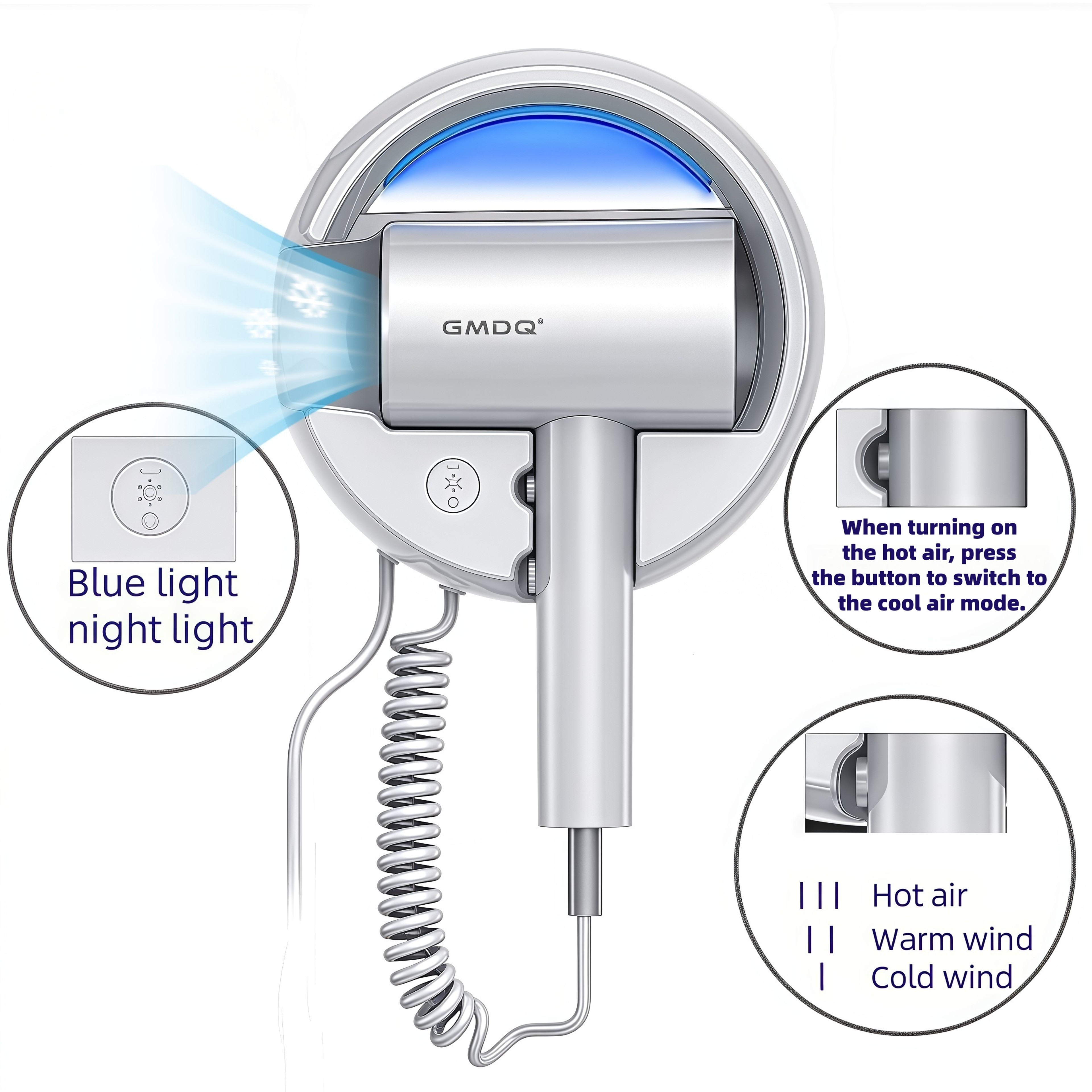 Wall Mounted Hair Dryer Fast Drying Constant Temperature Blow Dryer For Home  Hotel 3