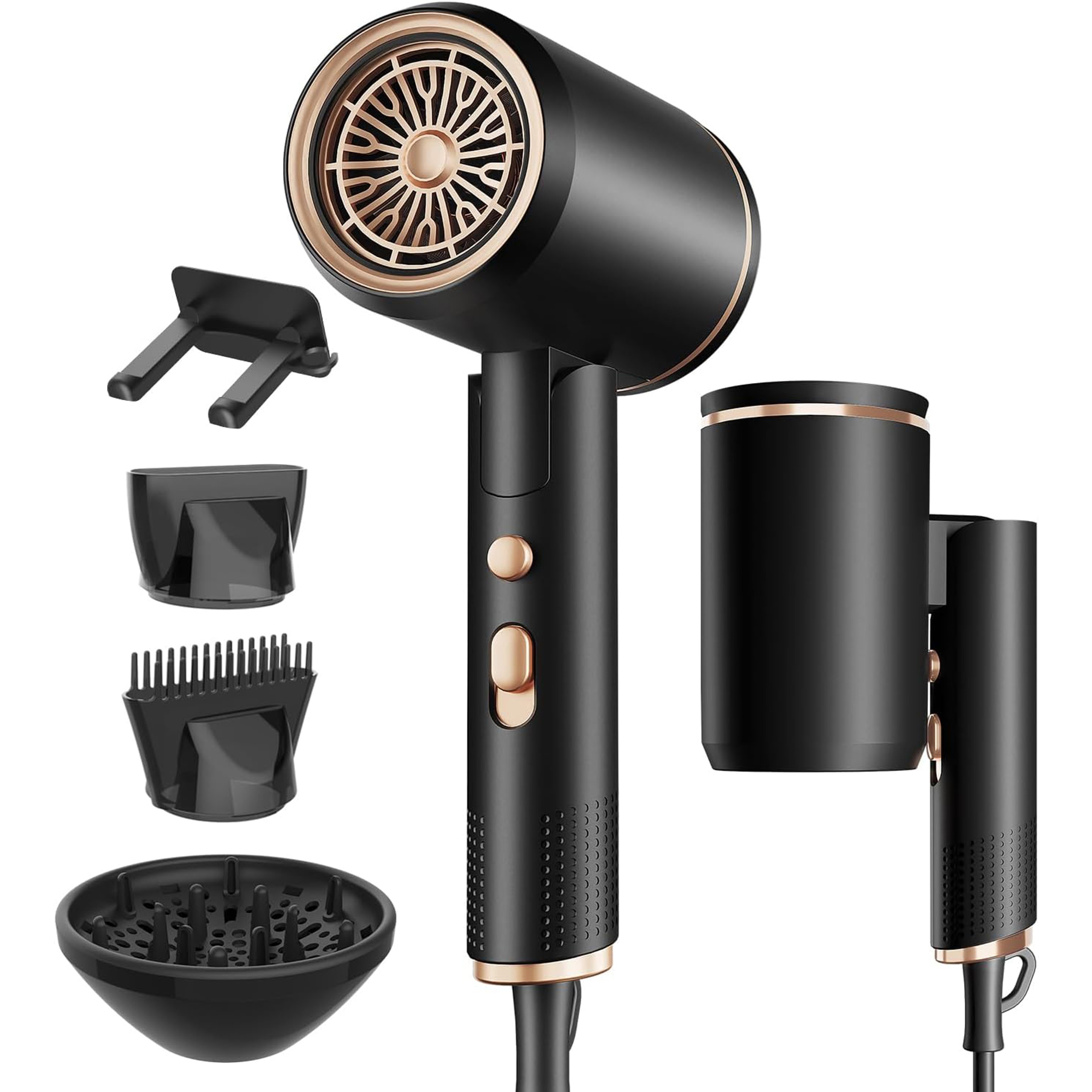 Foldable Ionic Hair Dryer with Diffuser & Concentrator Compact Travel Blow Dryer – view 1
