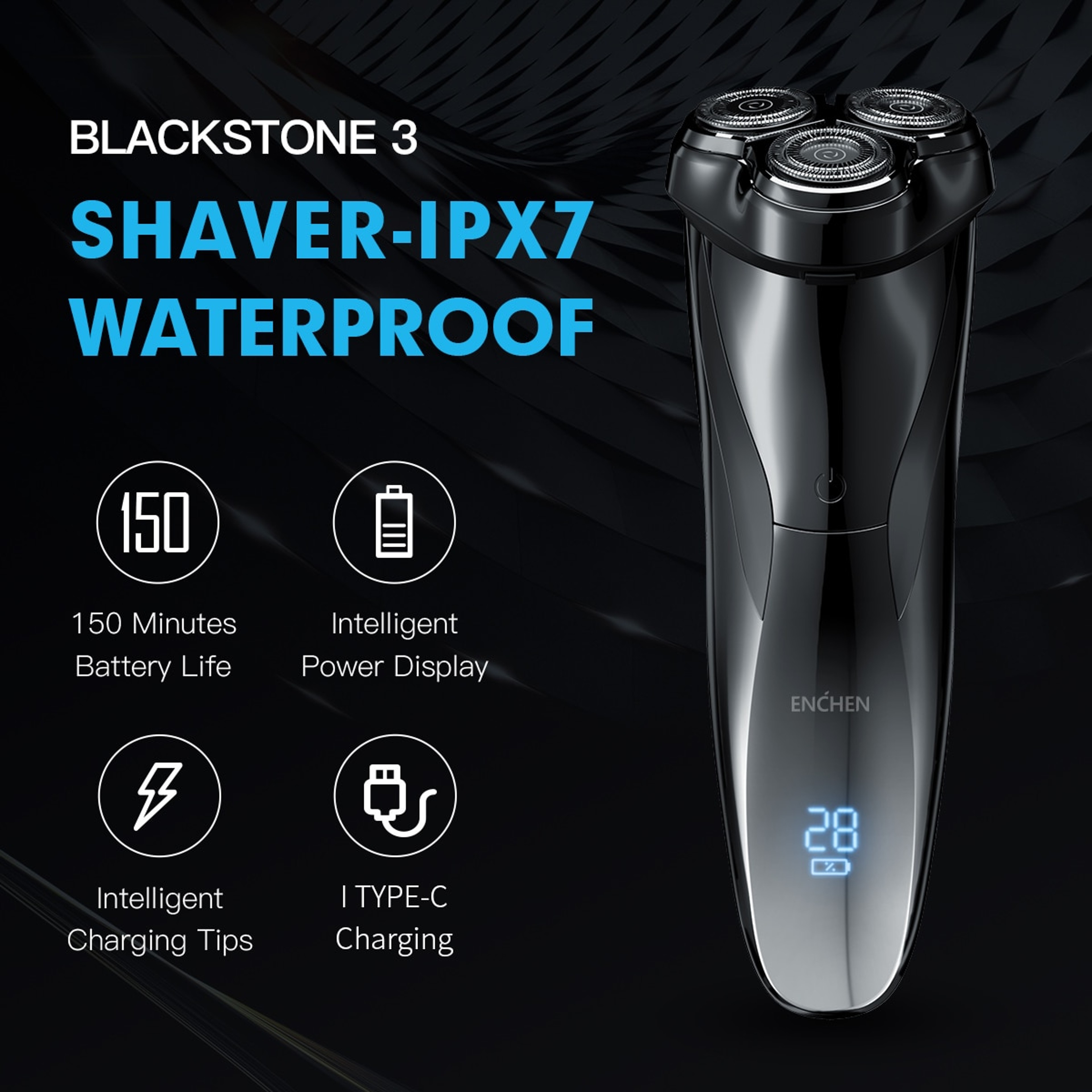 ENCHEN Blackstone Electric Shaver with Rotary Heads Waterproof & Digital Display – view 1