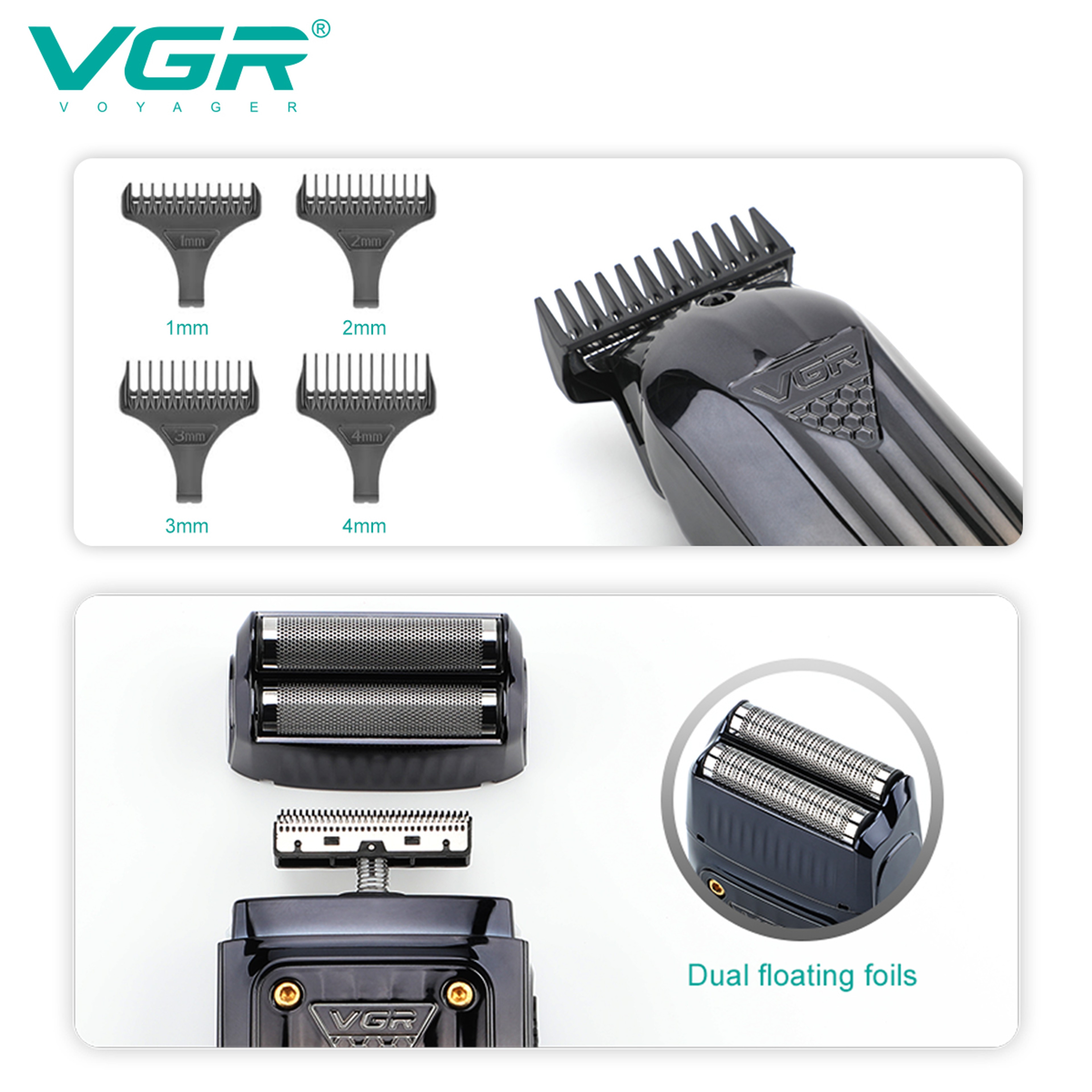 Professional Hair Clipper  Barber Clipper Set Rechargeable Grooming Kit 4
