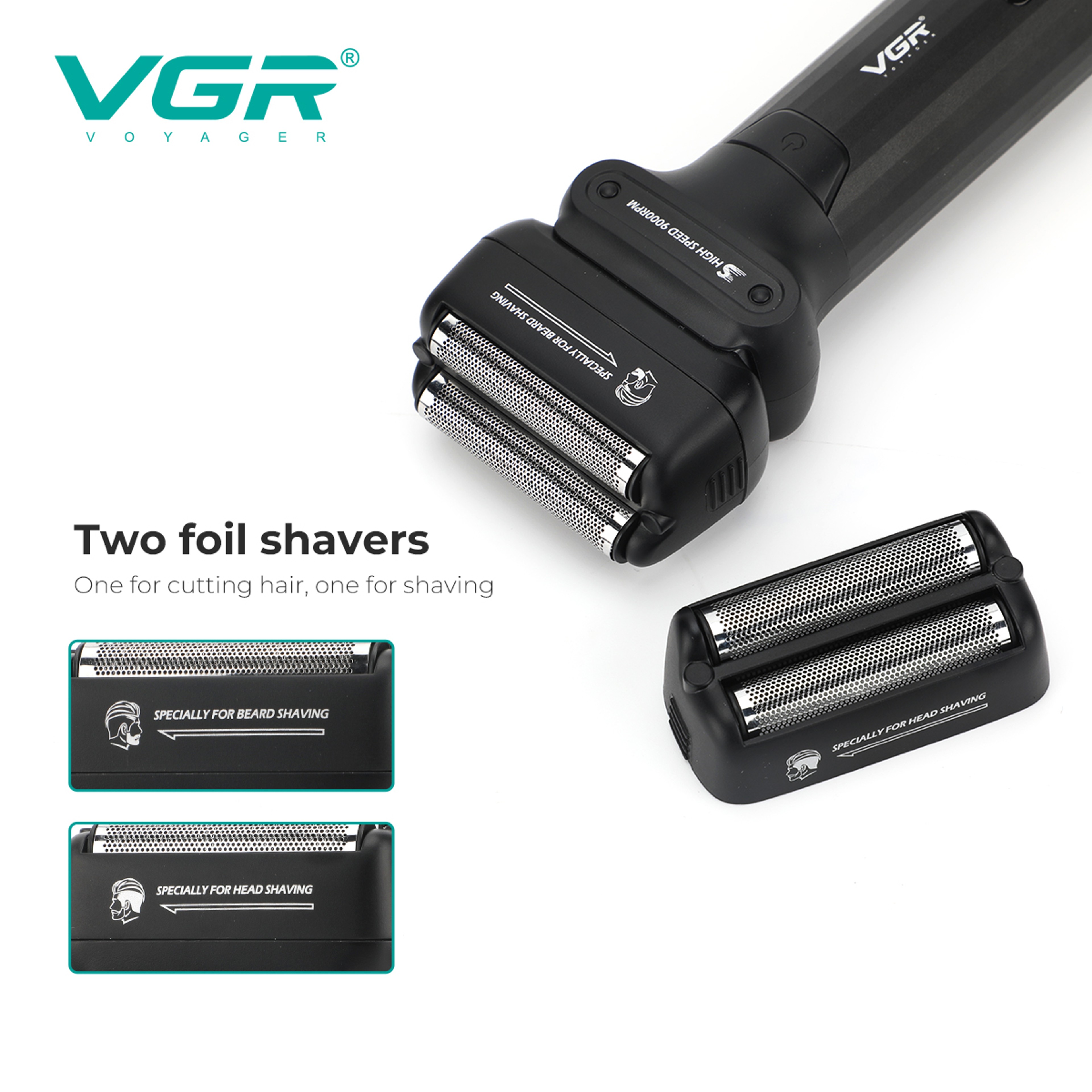 Electric Foil Shaver For Men Waterproof Cordless Beard Trimmer With LED Display 3