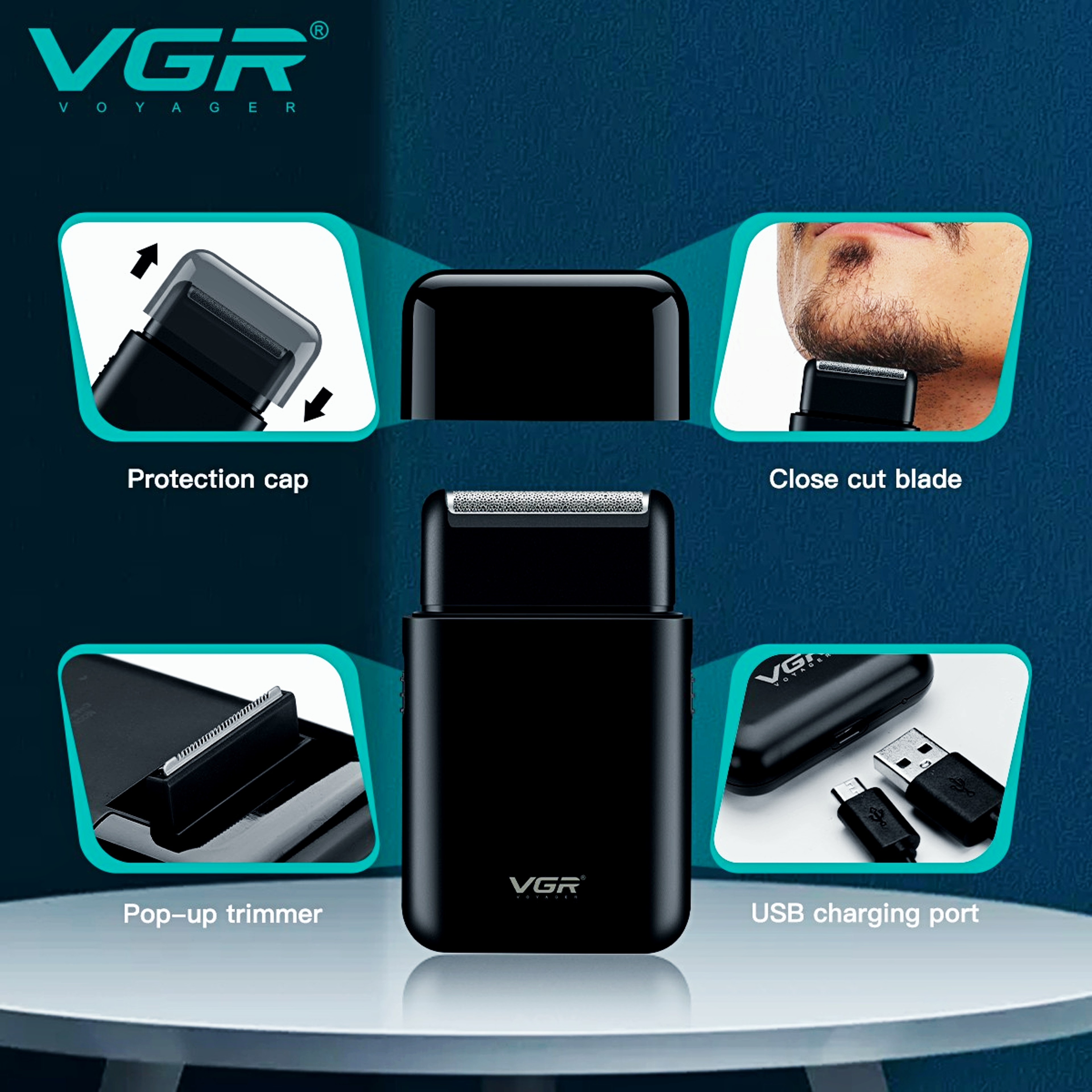 Electric Shaver USB Rechargeable Portable Mini Shaver For Men With Pop Up Trimmer 0