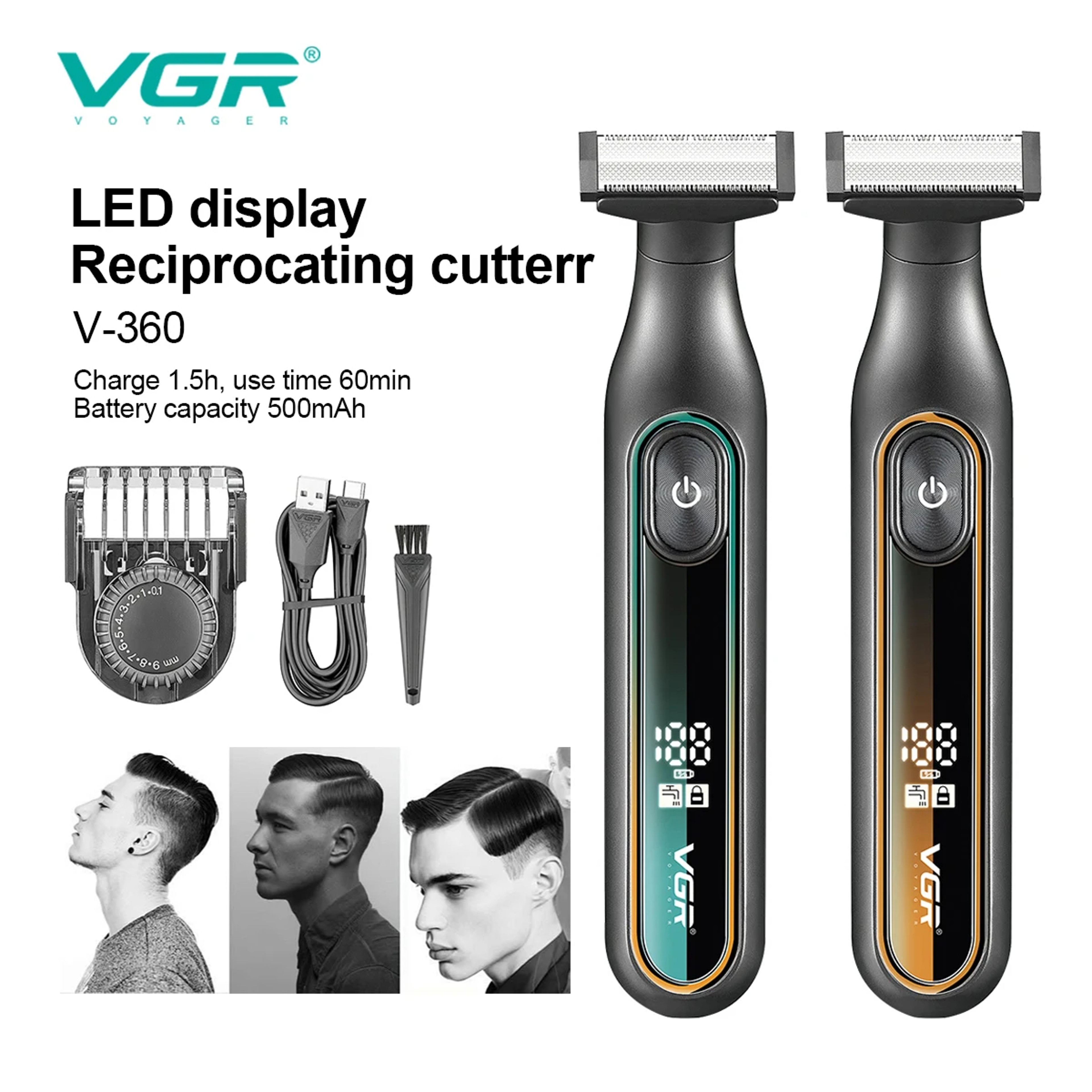 Electric Shaver & Beard Trimmer with LED Display Waterproof Grooming Kit – view 4