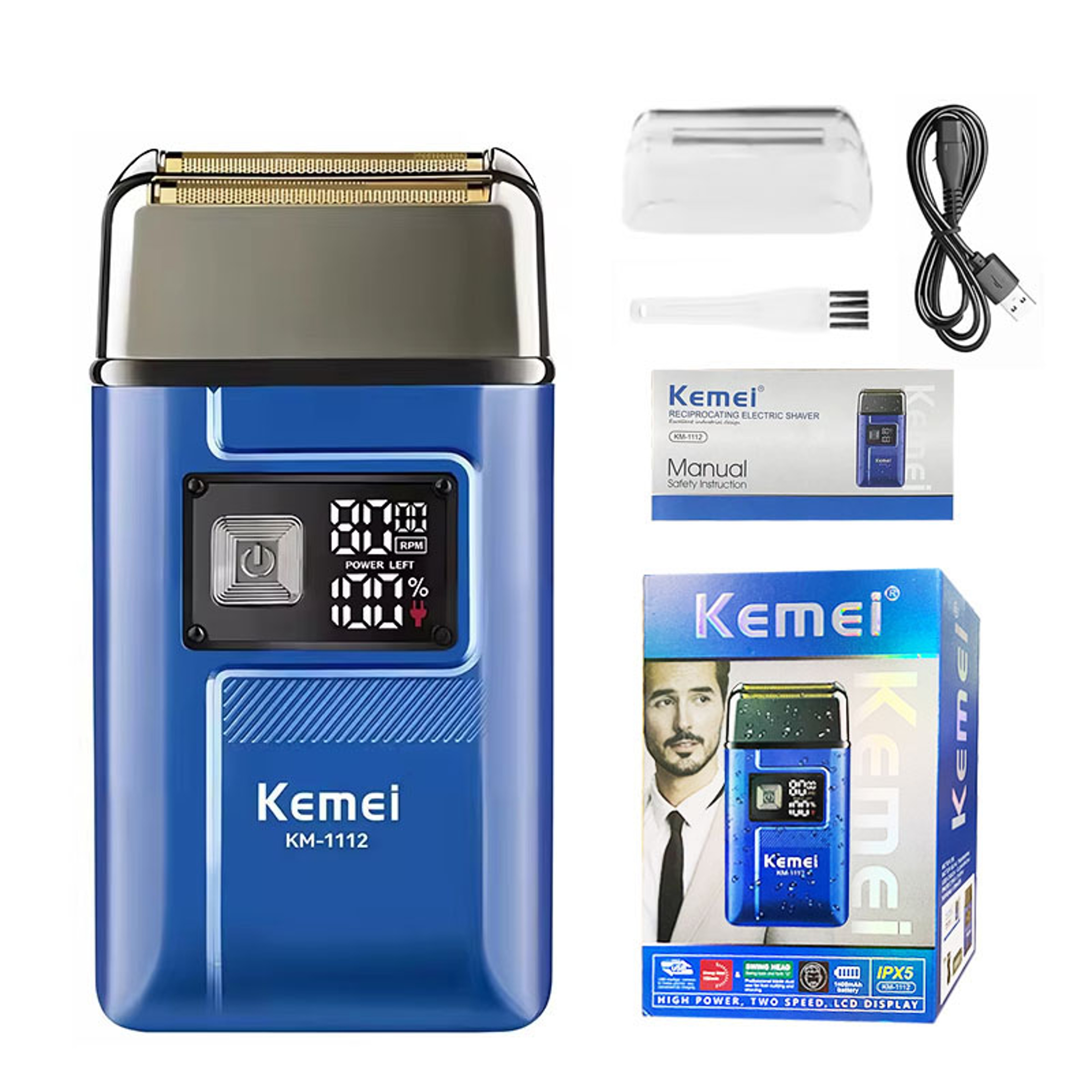 Electric Shaver For Men Rechargeable Beard Razor With Waterproof Trimmer 7